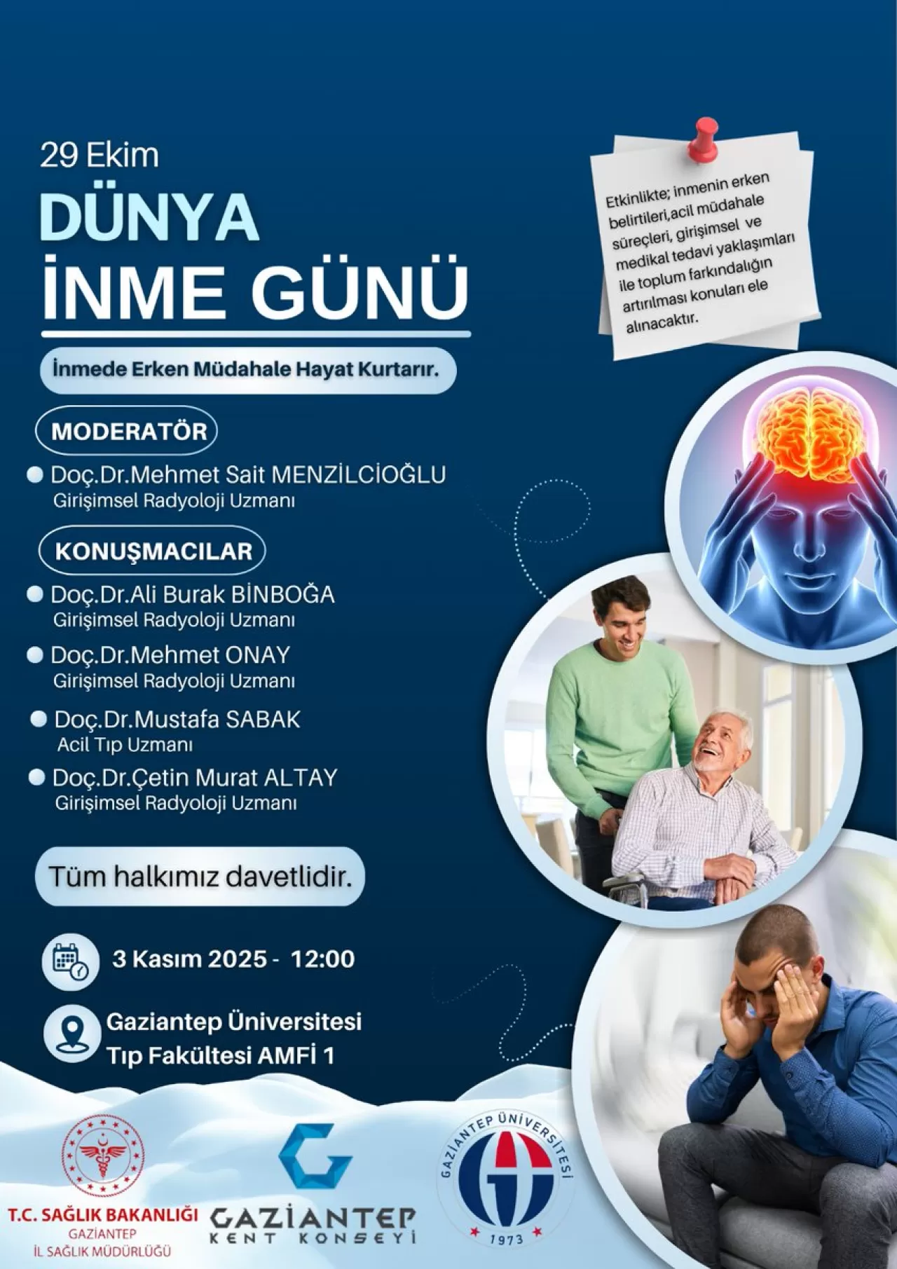 Gaziantep'te Dünya İnme Günü'nde Farkındalık Etkinliği Düzenlenecek