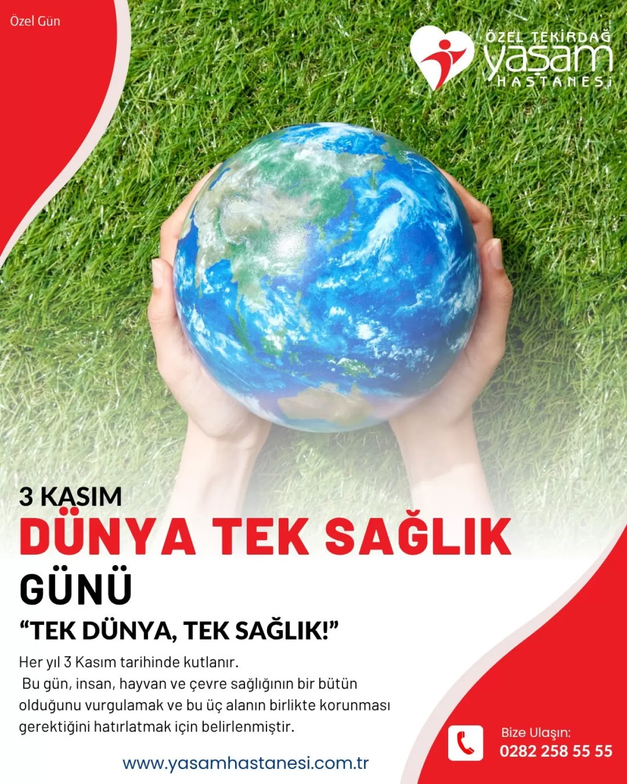 Tekirdağ Yaşam Hastanesi, 3 Kasım Dünya Tek Sağlık Günü'ne Dikkat Çekti