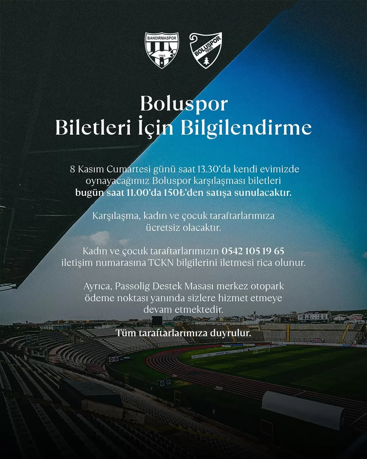 Teksüt Bandırmaspor, Boluspor Maçı Öncesi Bilet Bilgilendirmesi Yaptı