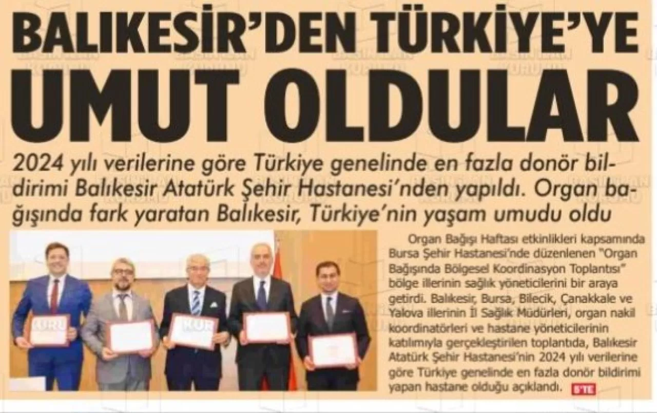 Balıkesir'de Organ Bağışı Haftası'nda Farkındalık Çağrısı