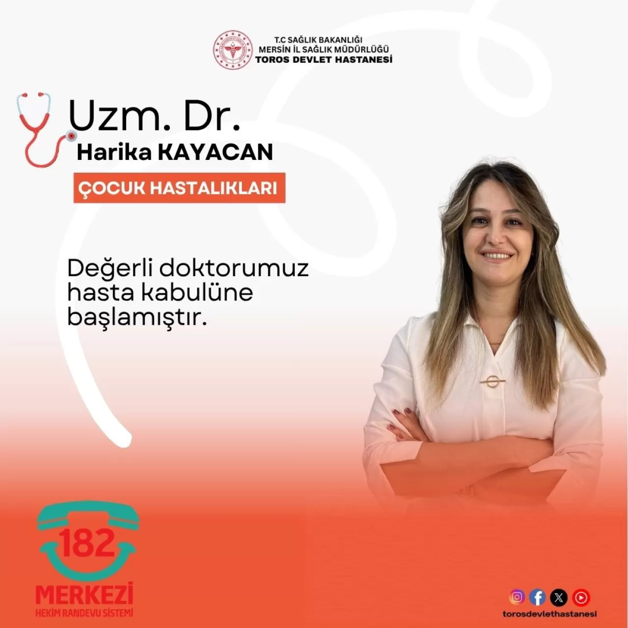 Mersin Toros Devlet Hastanesi'ne Yeni Çocuk Hastalıkları Uzmanı