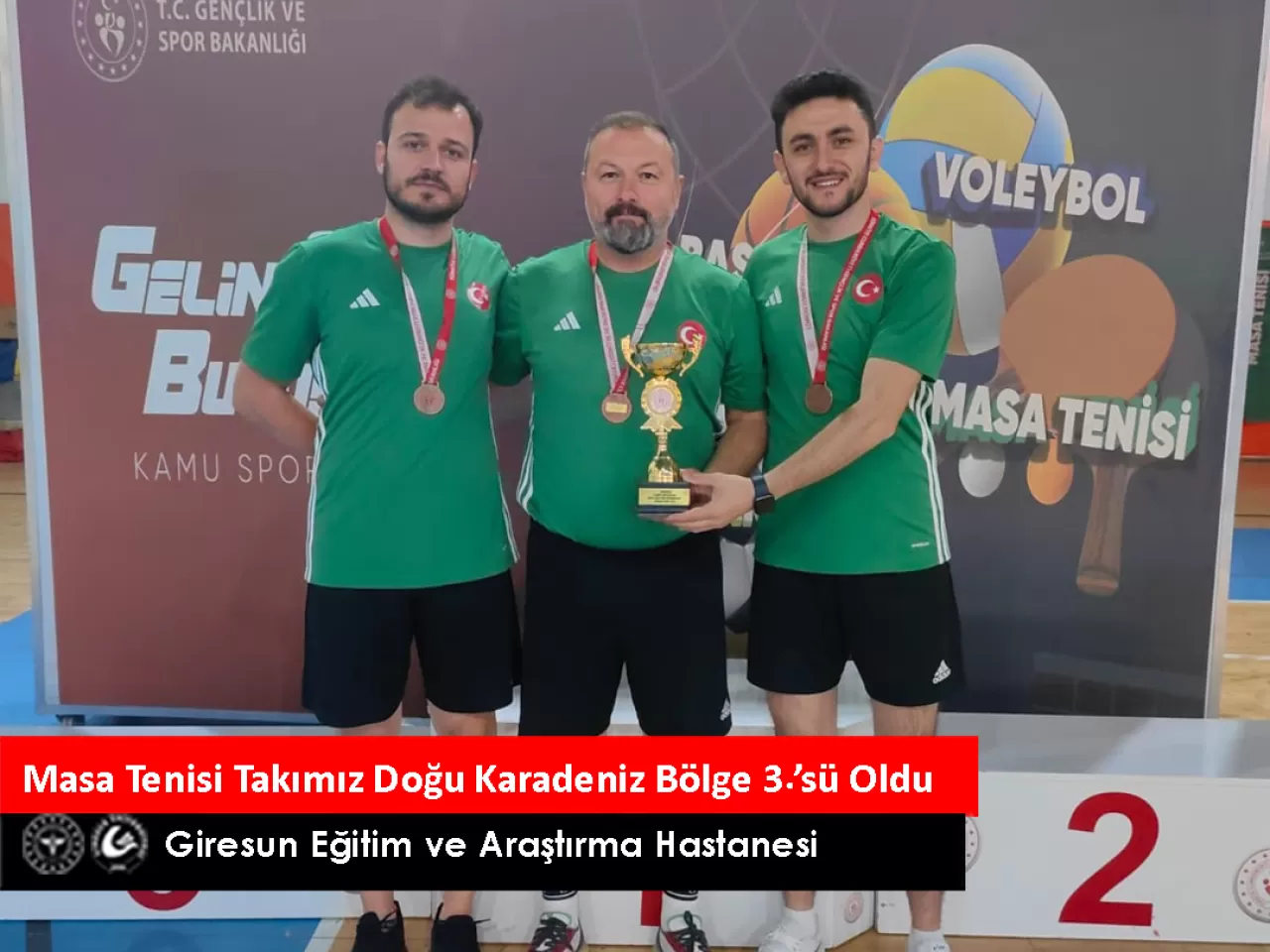 Giresun Eğitim ve Araştırma Hastanesi Masa Tenisi Takımı Doğu Karadeniz Bölge 3'üncüsü