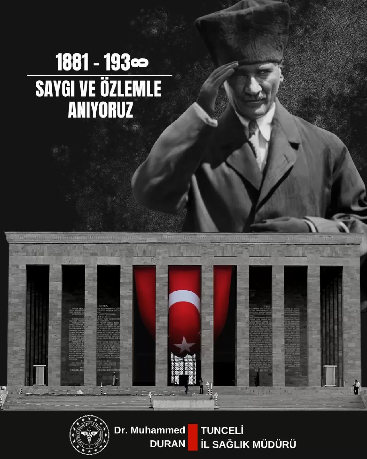 Tunceli İl Sağlık Müdürlüğü'nden Atatürk'ü Anma Mesajı