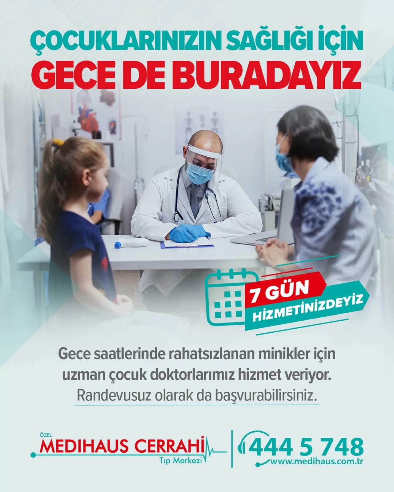 Medihaus Cerrahi Tıp Merkezi'nde Çocuklar İçin 7/24 Gece Polikliniği Hizmeti