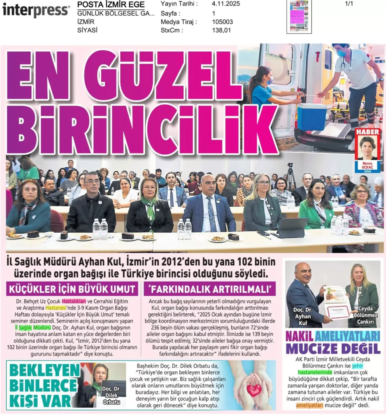 Dr. Behçet Uz Çocuk Hastanesi'nde Organ Bağış Haftası'na Özel Anlamlı Seminer