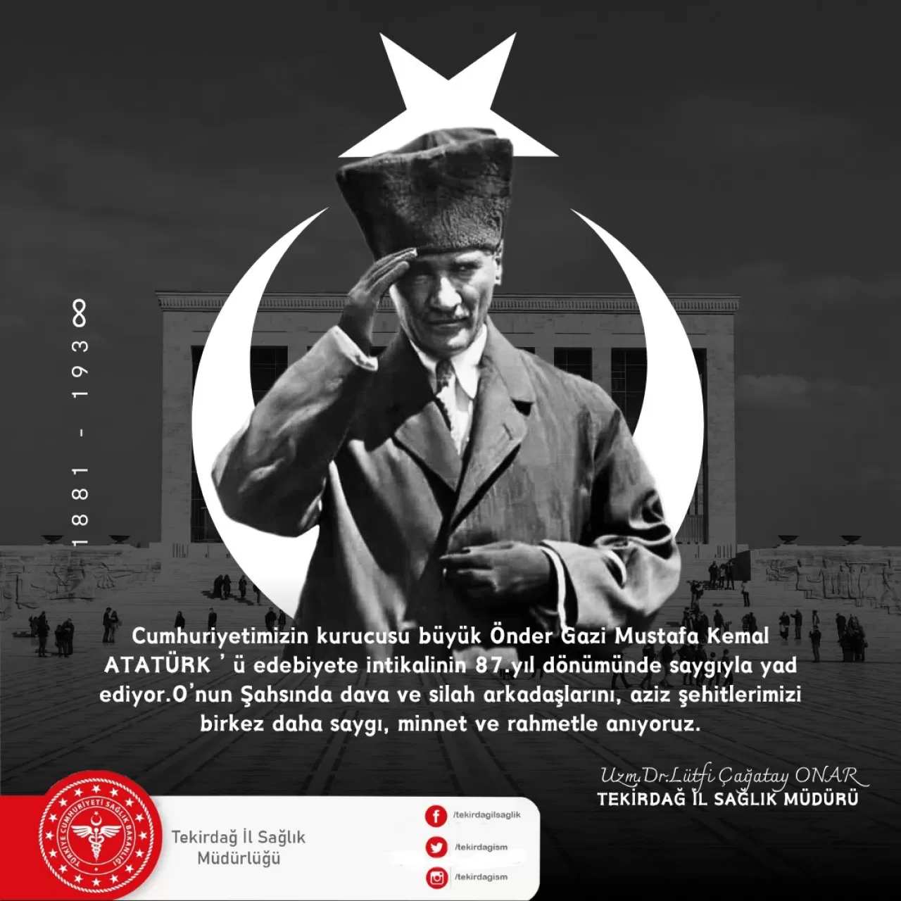 Tekirdağ'da 10 Kasım Atatürk'ü Anma Töreni Düzenlendi