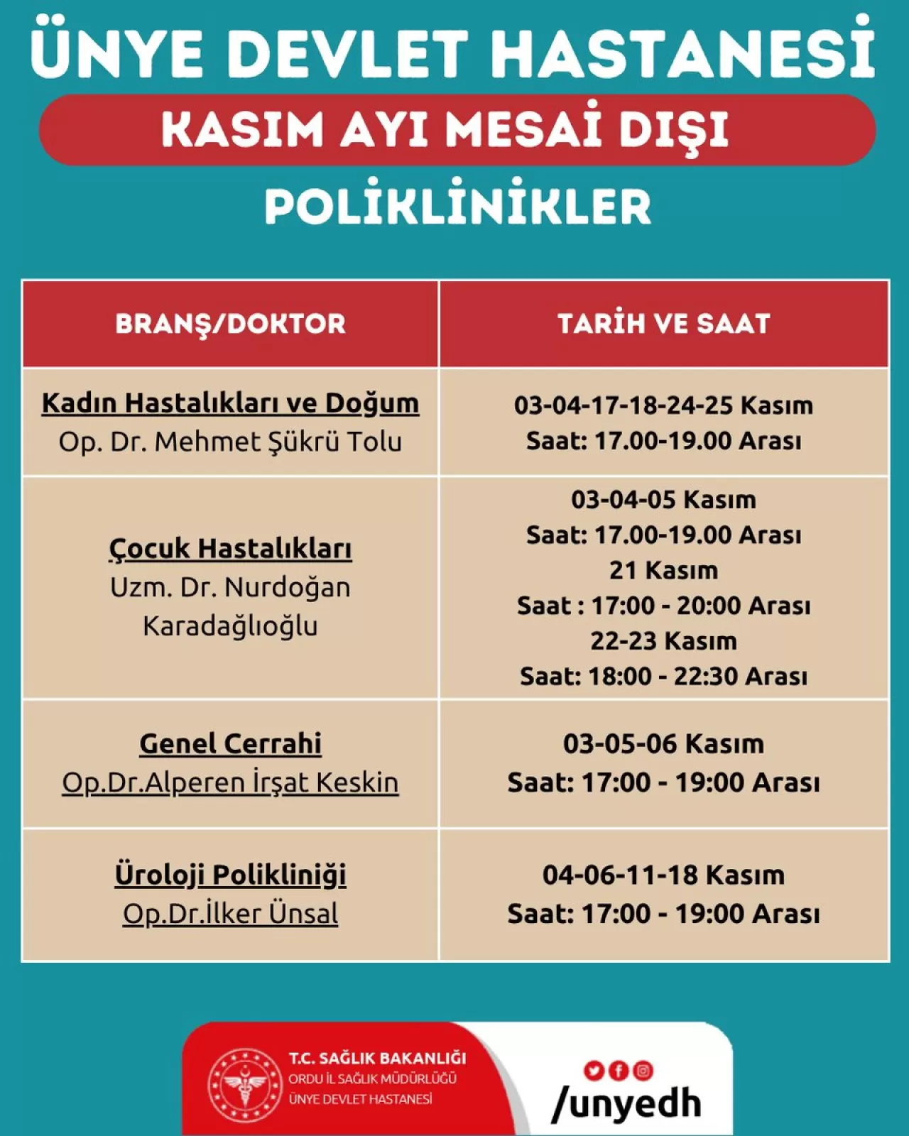 Ünye Devlet Hastanesi'nde Mesai Saatleri Dışında da Sağlık Hizmeti