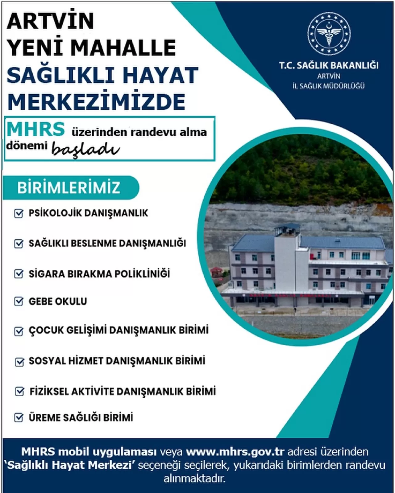 Artvin'de Sağlıklı Hayat Merkezi Hizmetleri Artık MHRS Üzerinden Randevuyla Alınabilecek