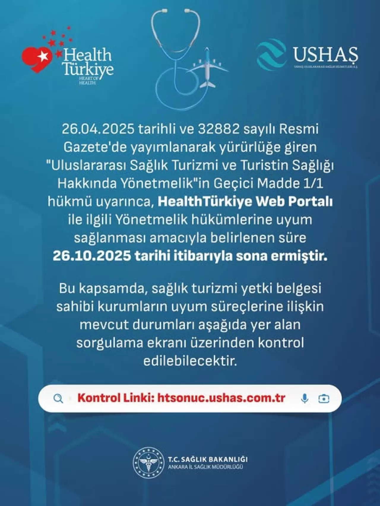 Ankara Sağlık Turizmi Kuruluşlarına HealthTürkiye Portalı Kayıt Uyarısı