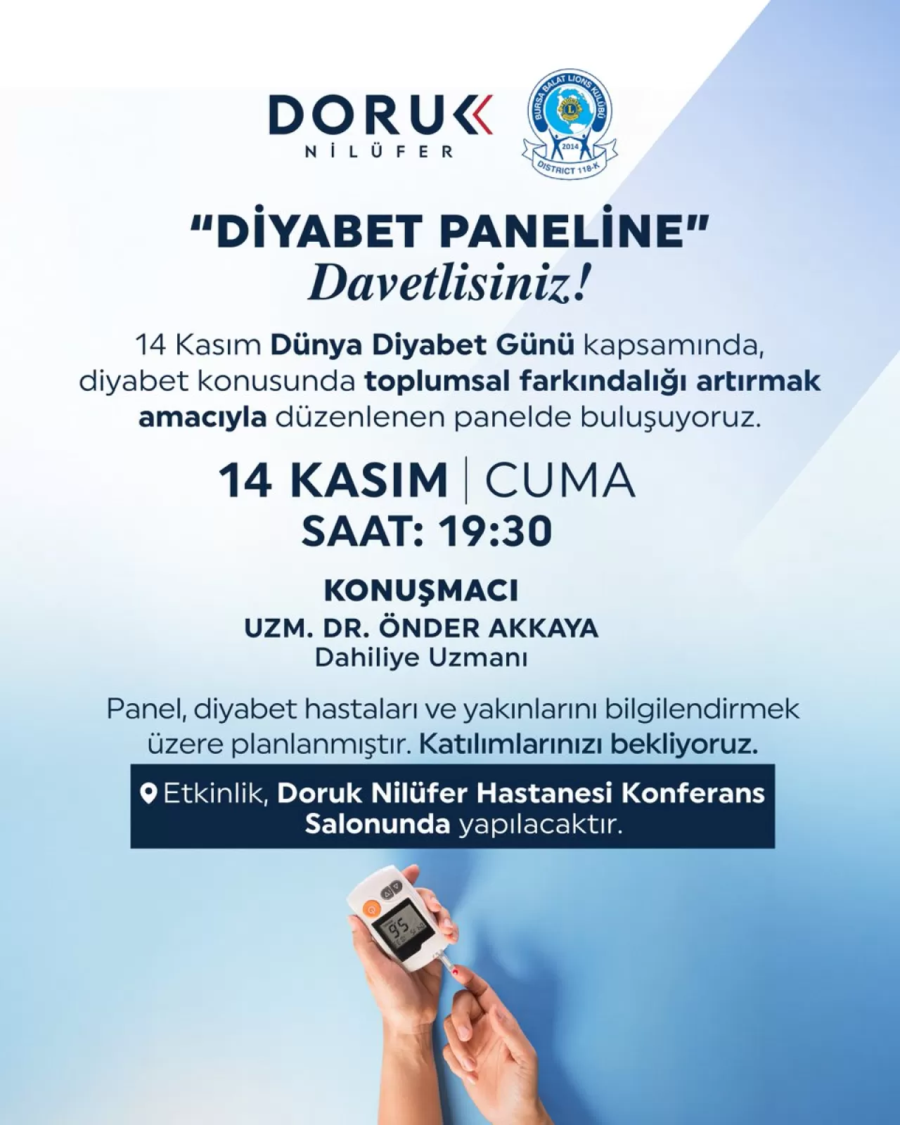 Diyabet Hastaları ve Yakınları İçin Bilgilendirme Paneli Düzenleniyor