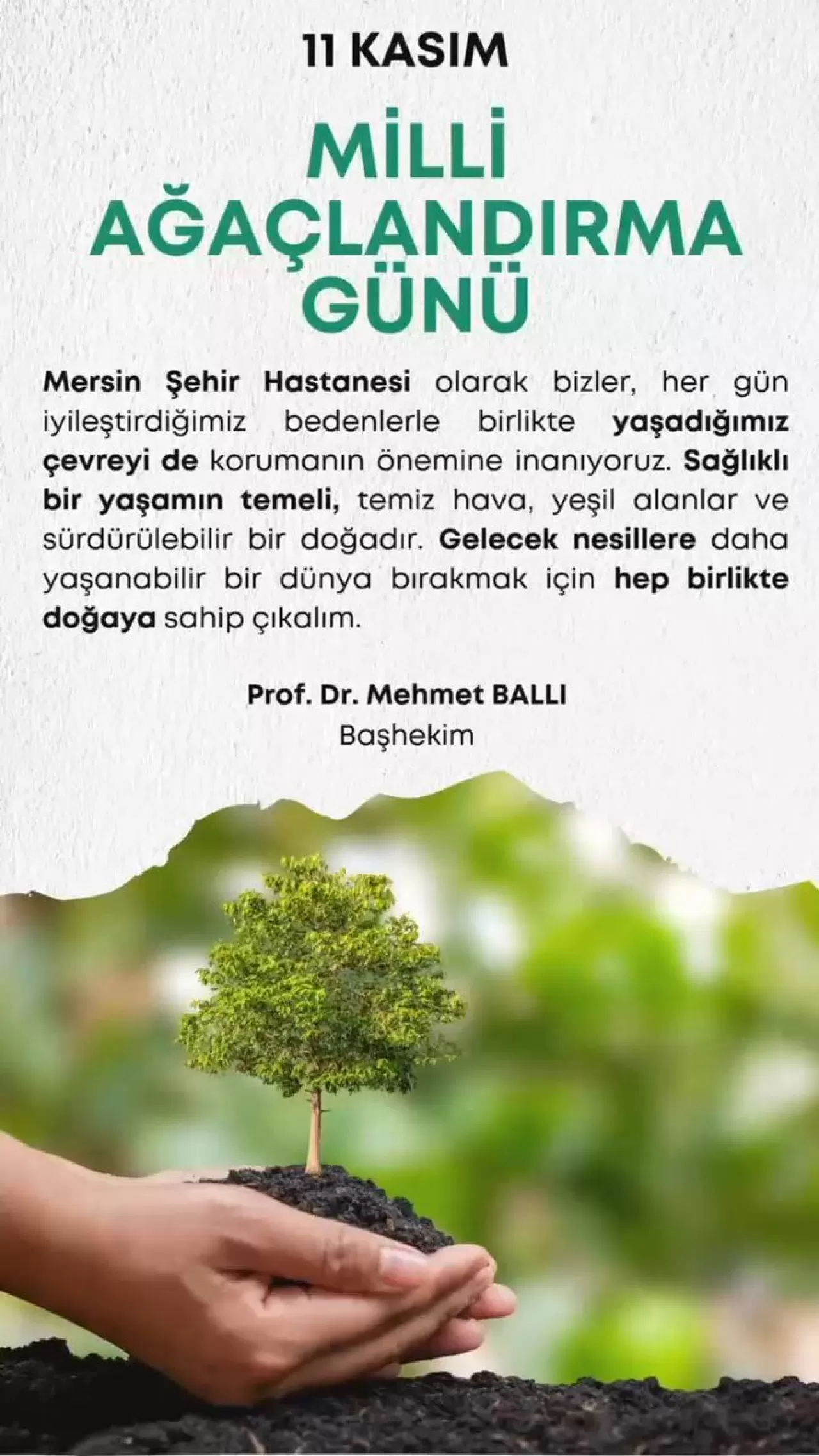 Mersin Şehir Hastanesi'nden Çevre ve Sürdürülebilir Doğa Vurgusu