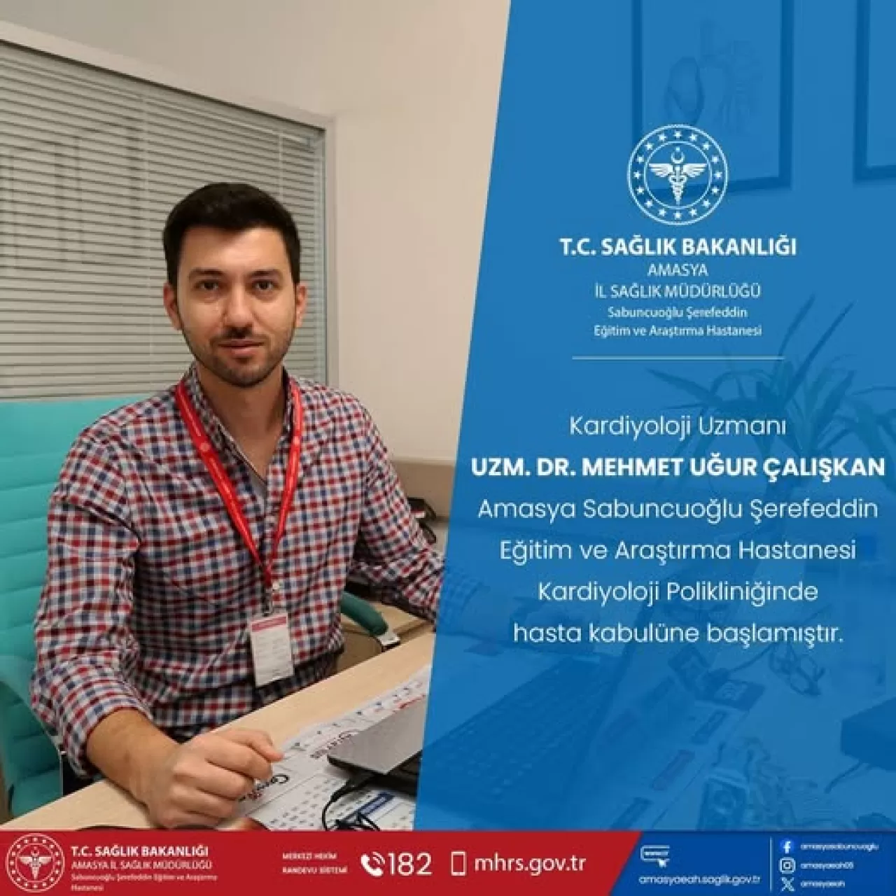 Amasya'da Yeni Kardiyoloji Uzmanı Göreve Başladı