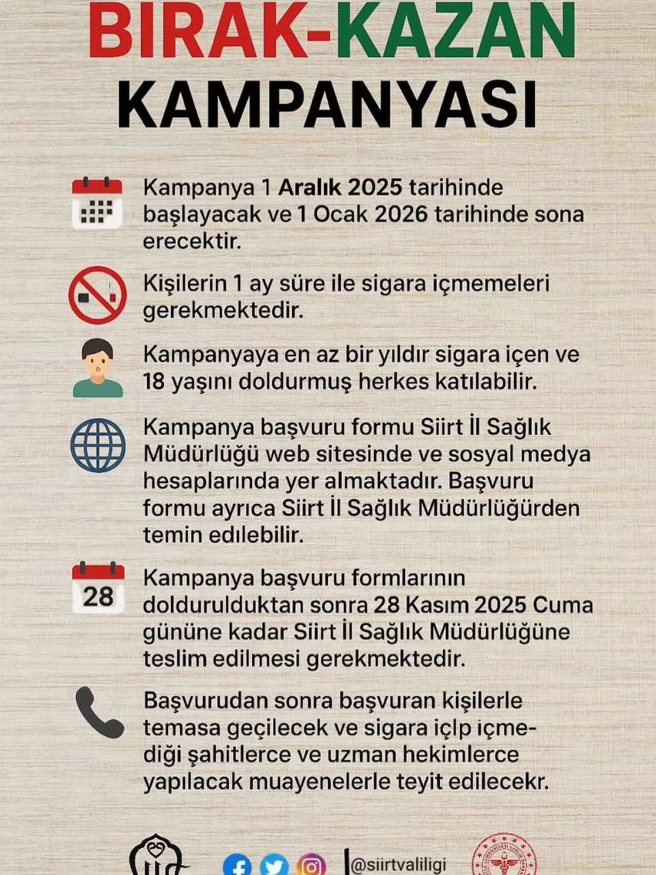 Siirt'te Dumansız Yaşam İçin 