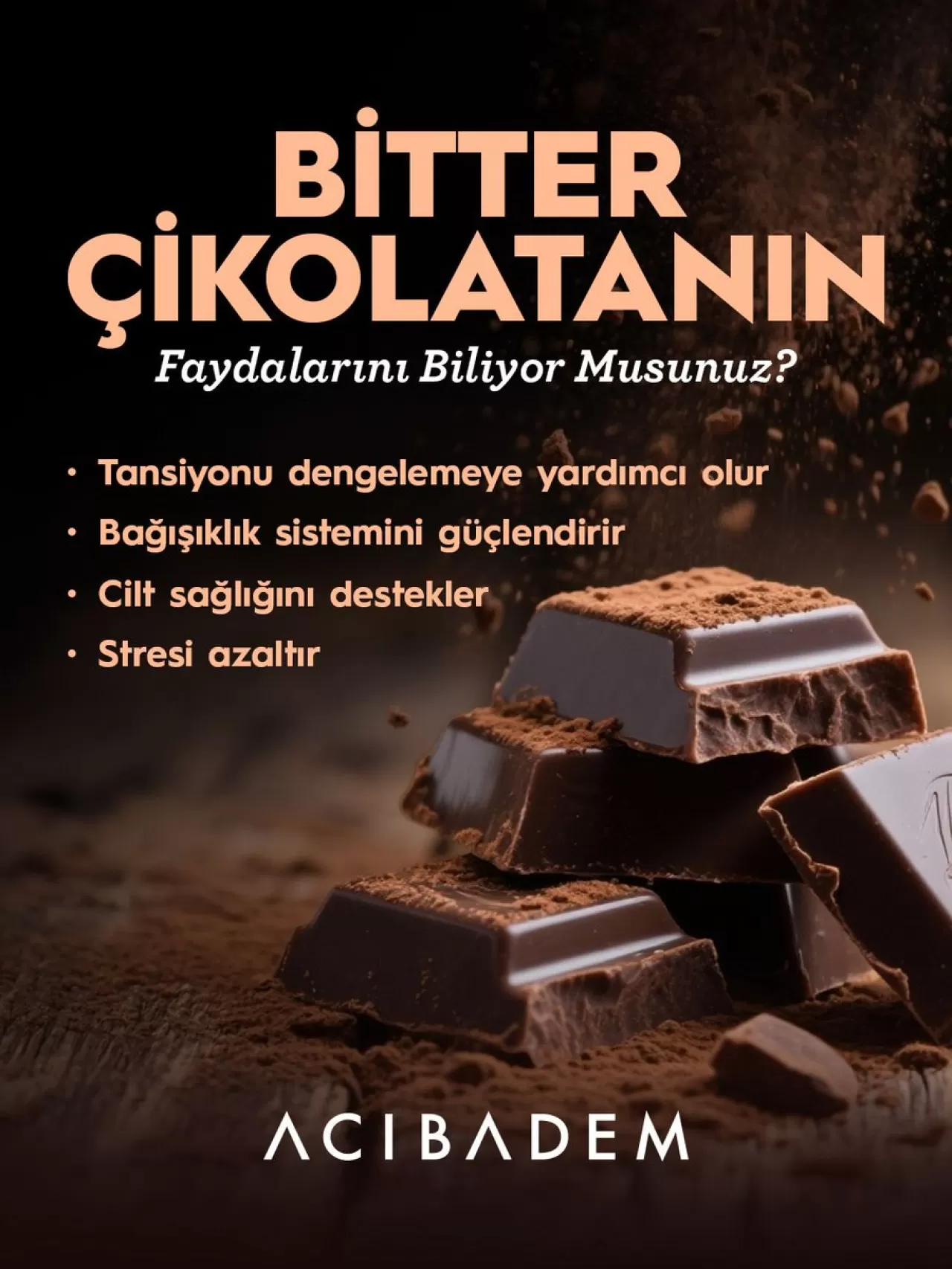 Bitter Çikolatanın Şaşırtıcı Sağlık Faydaları: Kalpten Cilde Bir Mucize