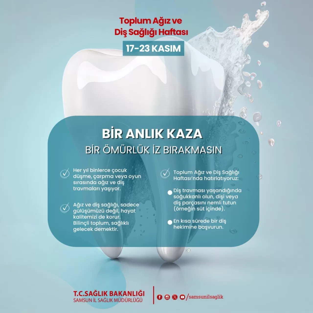 Samsun'da Çocuklarda Ağız ve Diş Travmalarına Karşı Uyarı