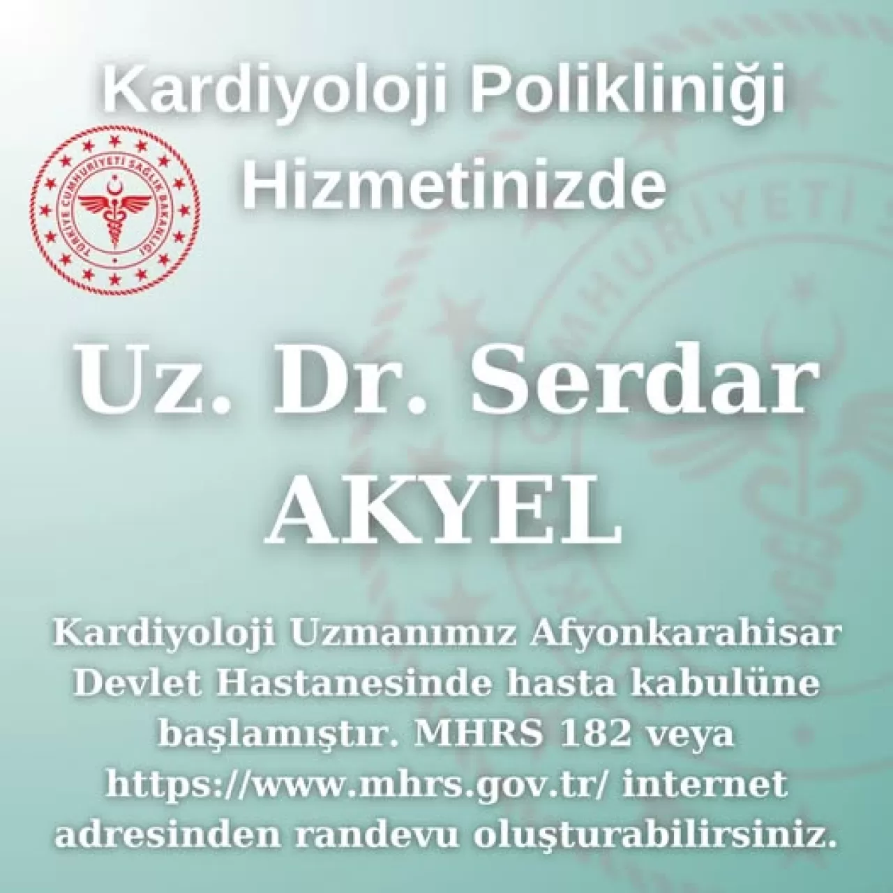 Afyonkarahisar Devlet Hastanesi'ne Yeni Kardiyoloji Uzmanı