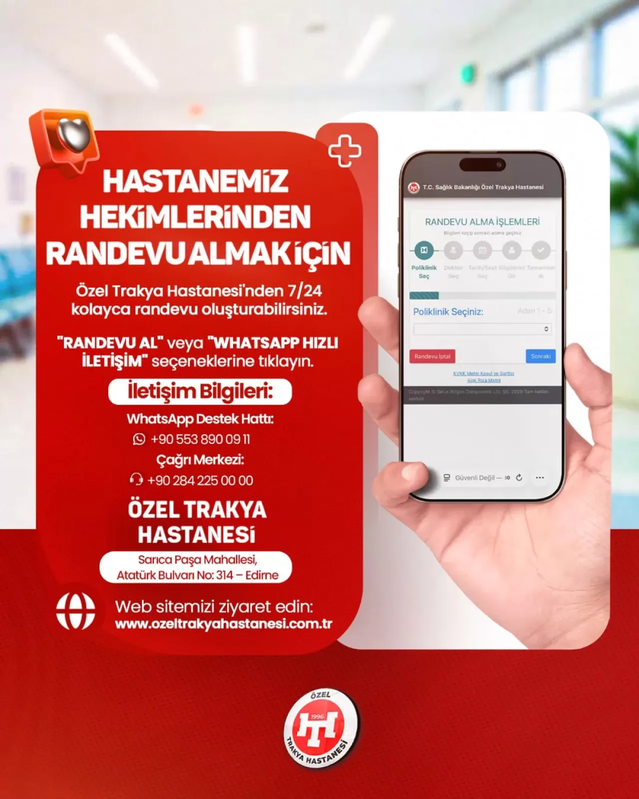 Edirne Özel Trakya Hastanesi'nde Randevu Artık Daha Kolay