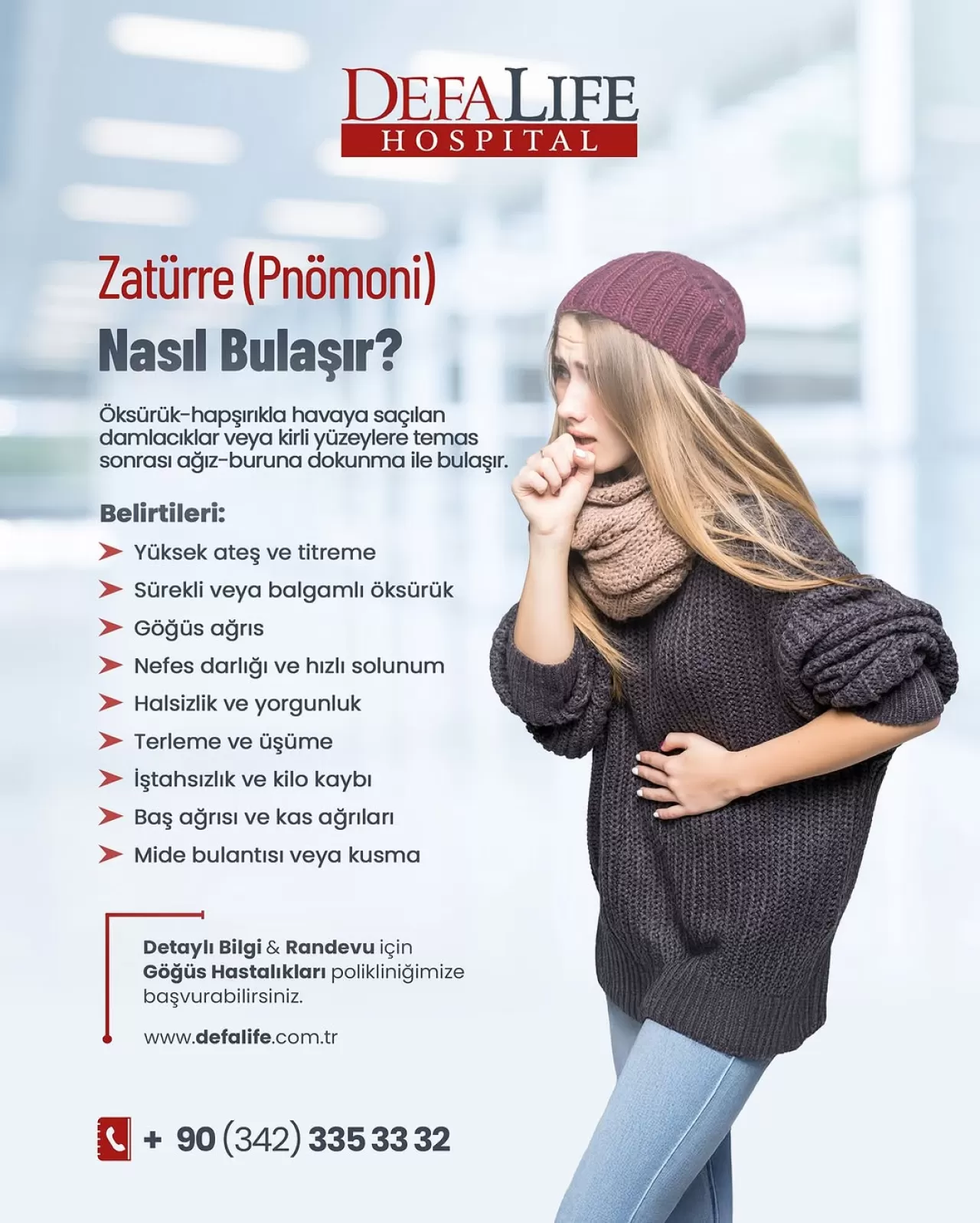 Zatürre (Pnömoni) Nedir? Belirtileri ve Önemi | Gaziantep Defa Life Hastanesi