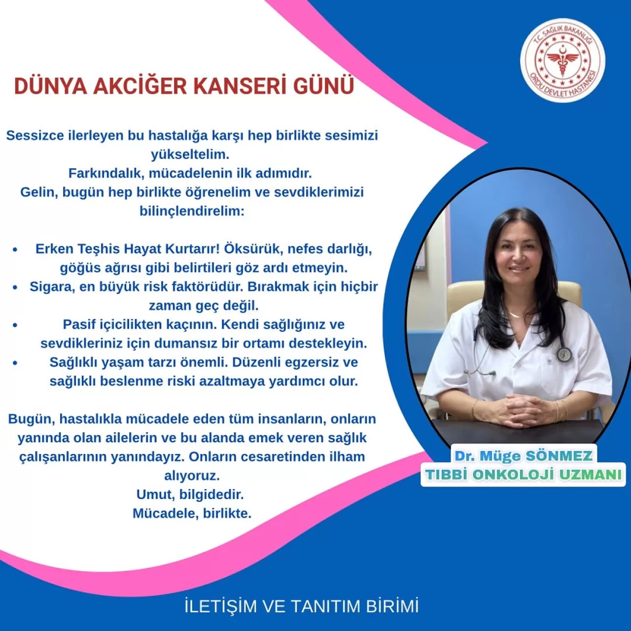 Ordu'da Dünya Akciğer Kanseri Günü'nde Erken Teşhis Uyarısı