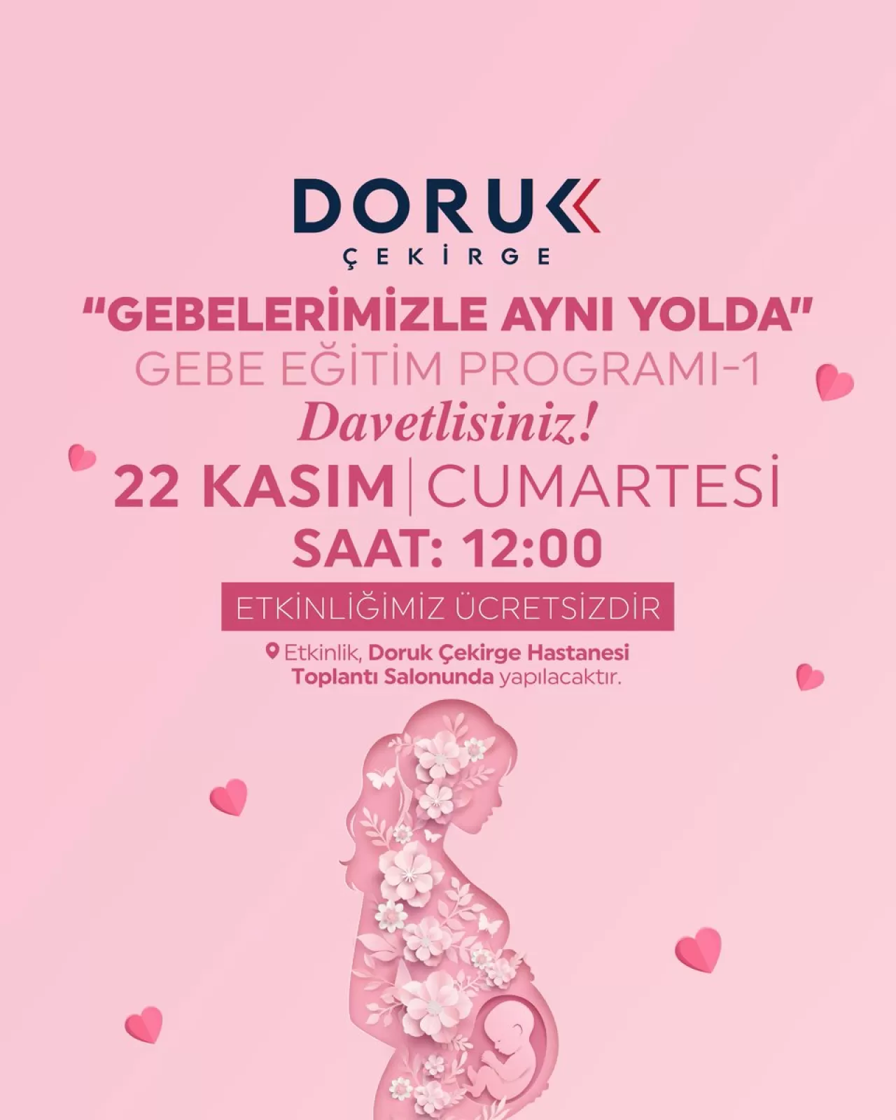Doruk Nilüfer Hastanesi'nde Gebelere Özel Ücretsiz Eğitim Programı Düzenleniyor
