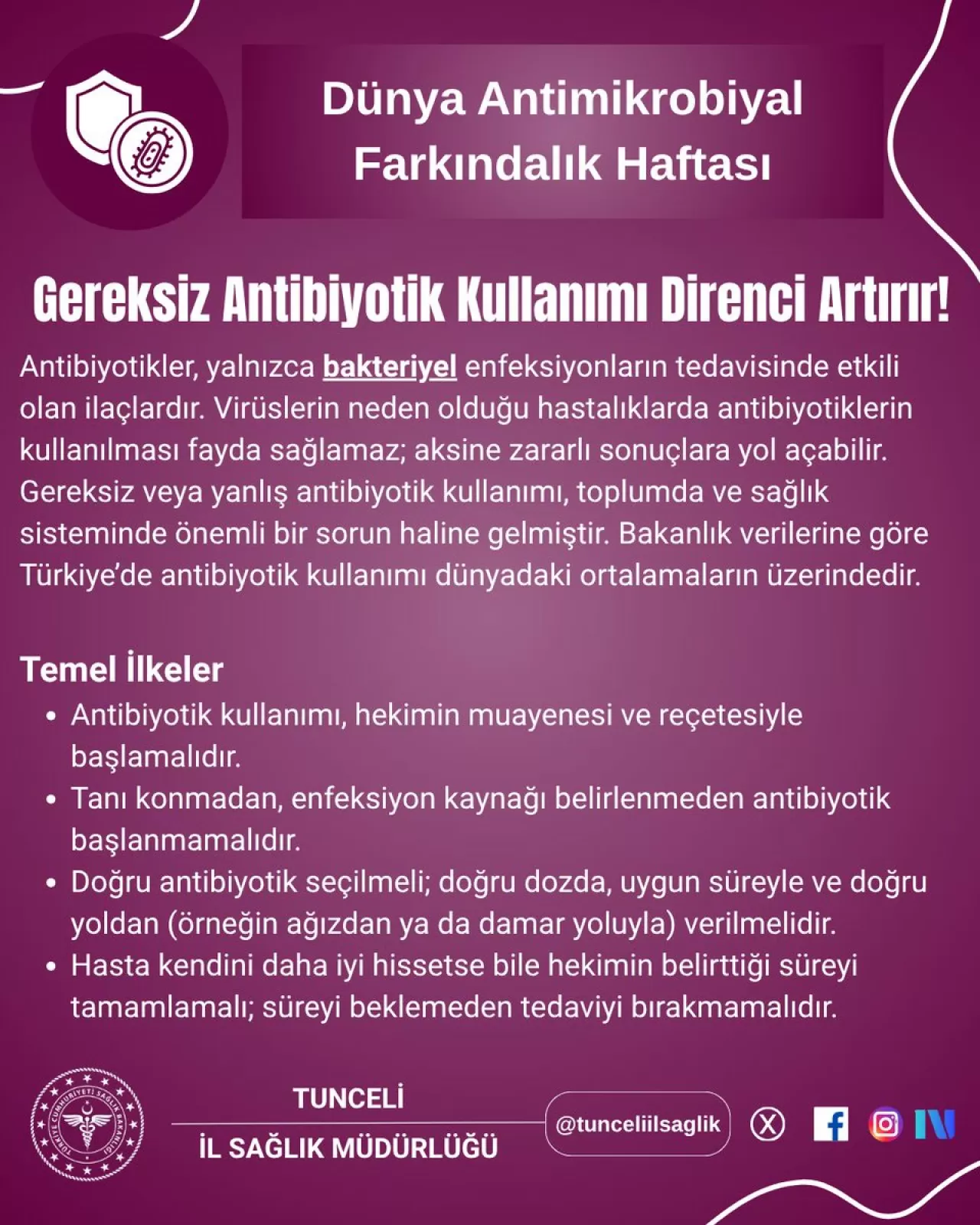 Tunceli'de Akılcı Antibiyotik Kullanımı Vurgulandı