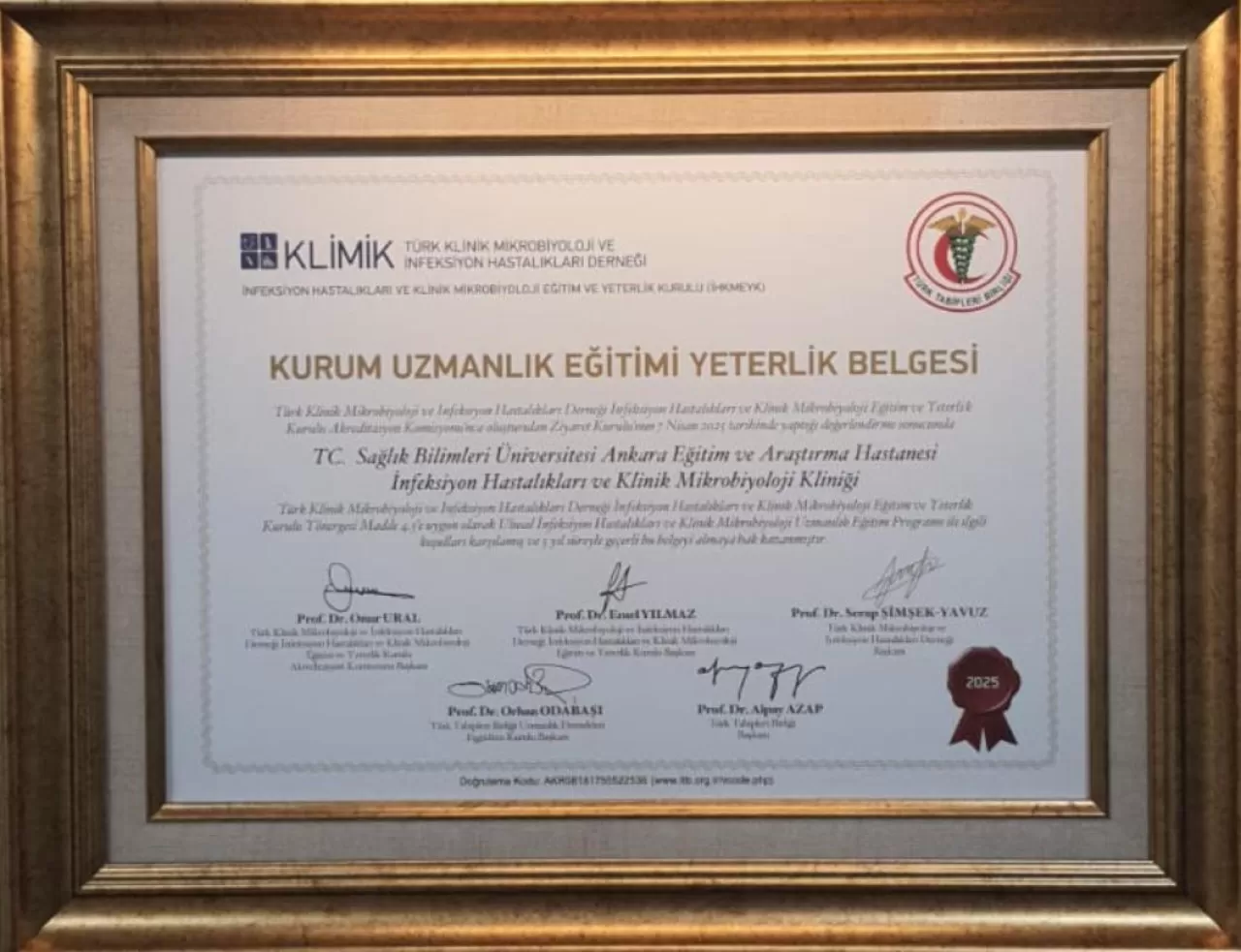 Ankara Eğitim ve Araştırma Hastanesi'ne Enfeksiyon Hastalıkları ve Klinik Mikrobiyoloji Kliniği İçin Akreditasyon