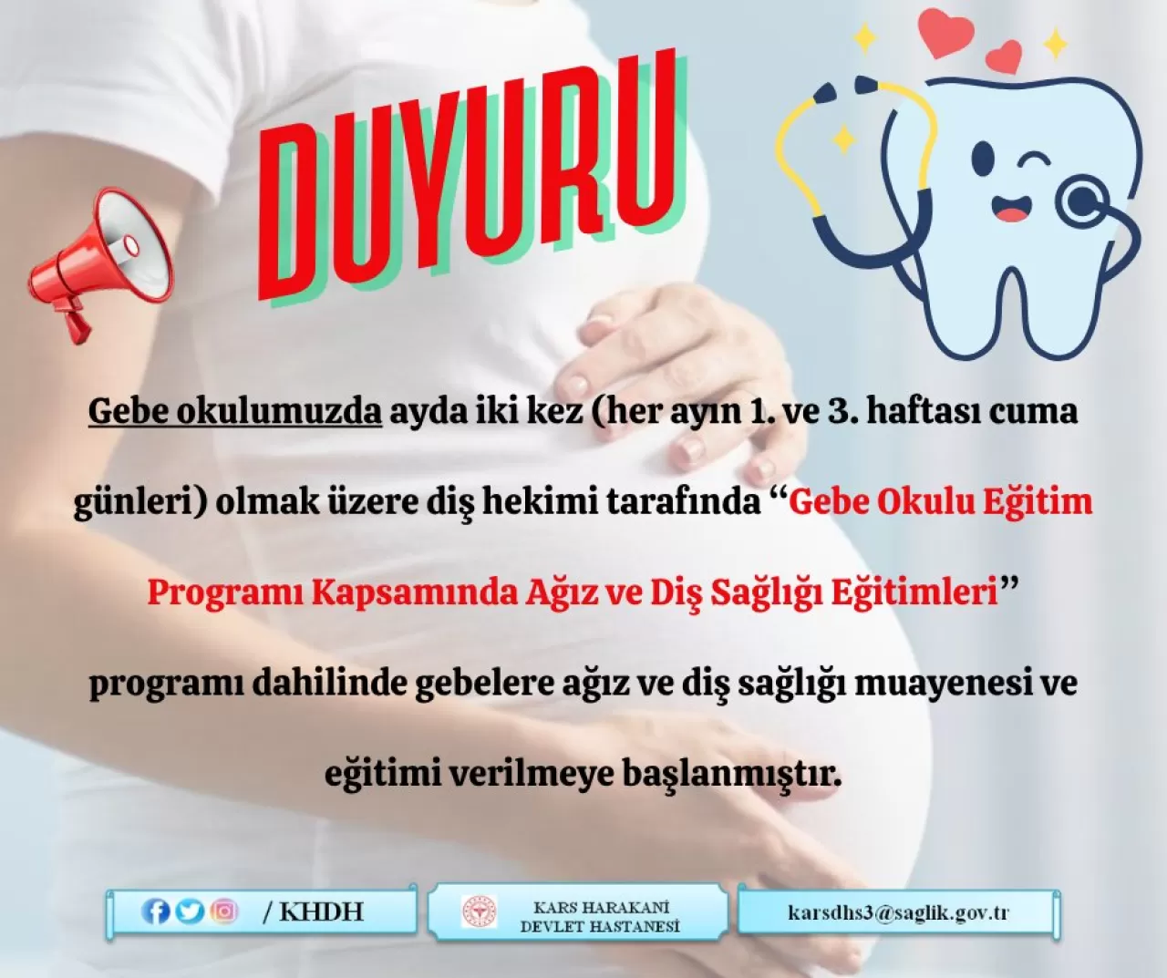 Kars Harakani Devlet Hastanesi'nde Gebelere Yönelik Ağız ve Diş Sağlığı Eğitimleri Başladı