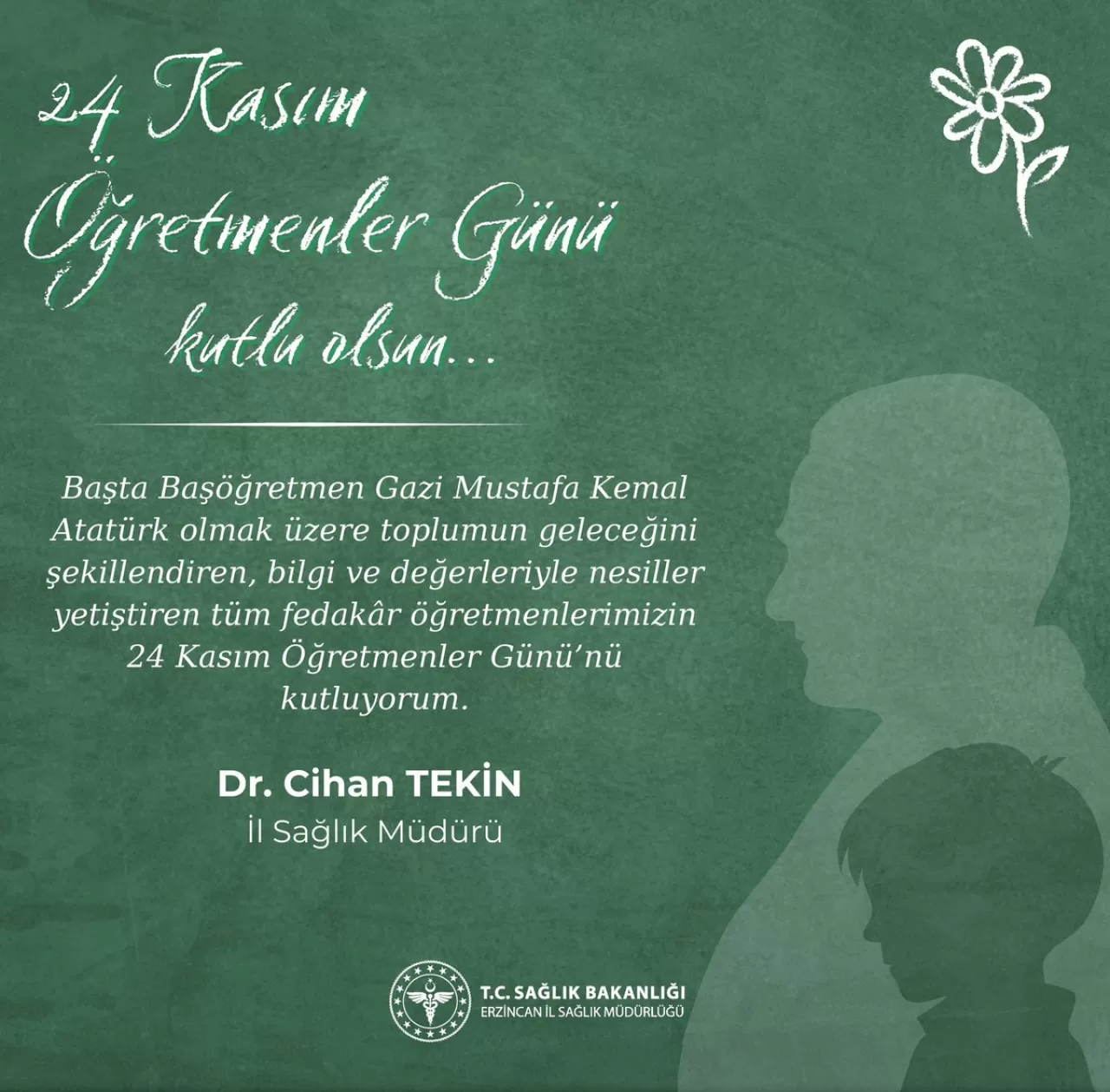 Erzincan'da 24 Kasım Öğretmenler Günü Kutlamaları