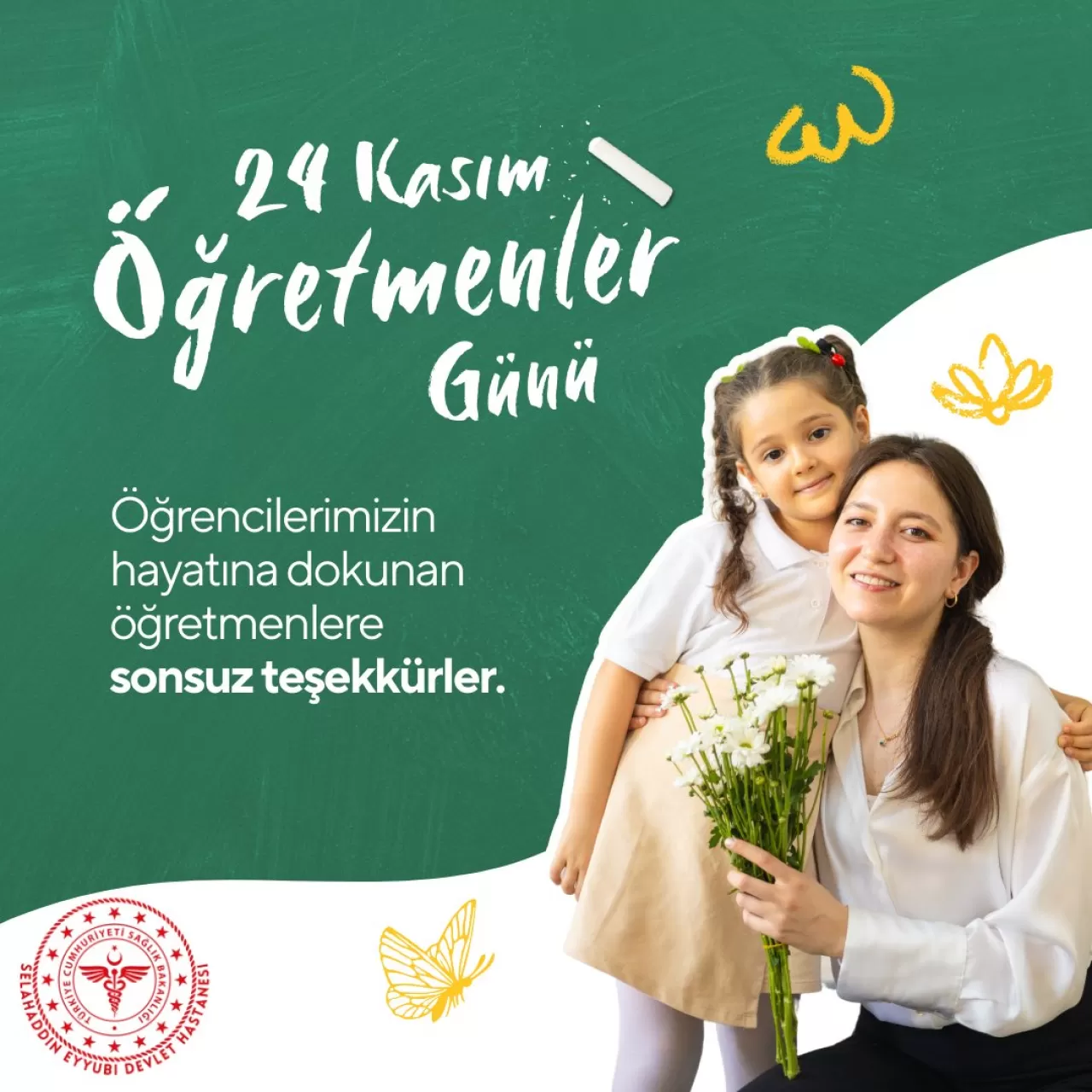 Diyarbakır'da Selahaddin Eyyubi Devlet Hastanesi'nde 24 Kasım Öğretmenler Günü Kutlandı