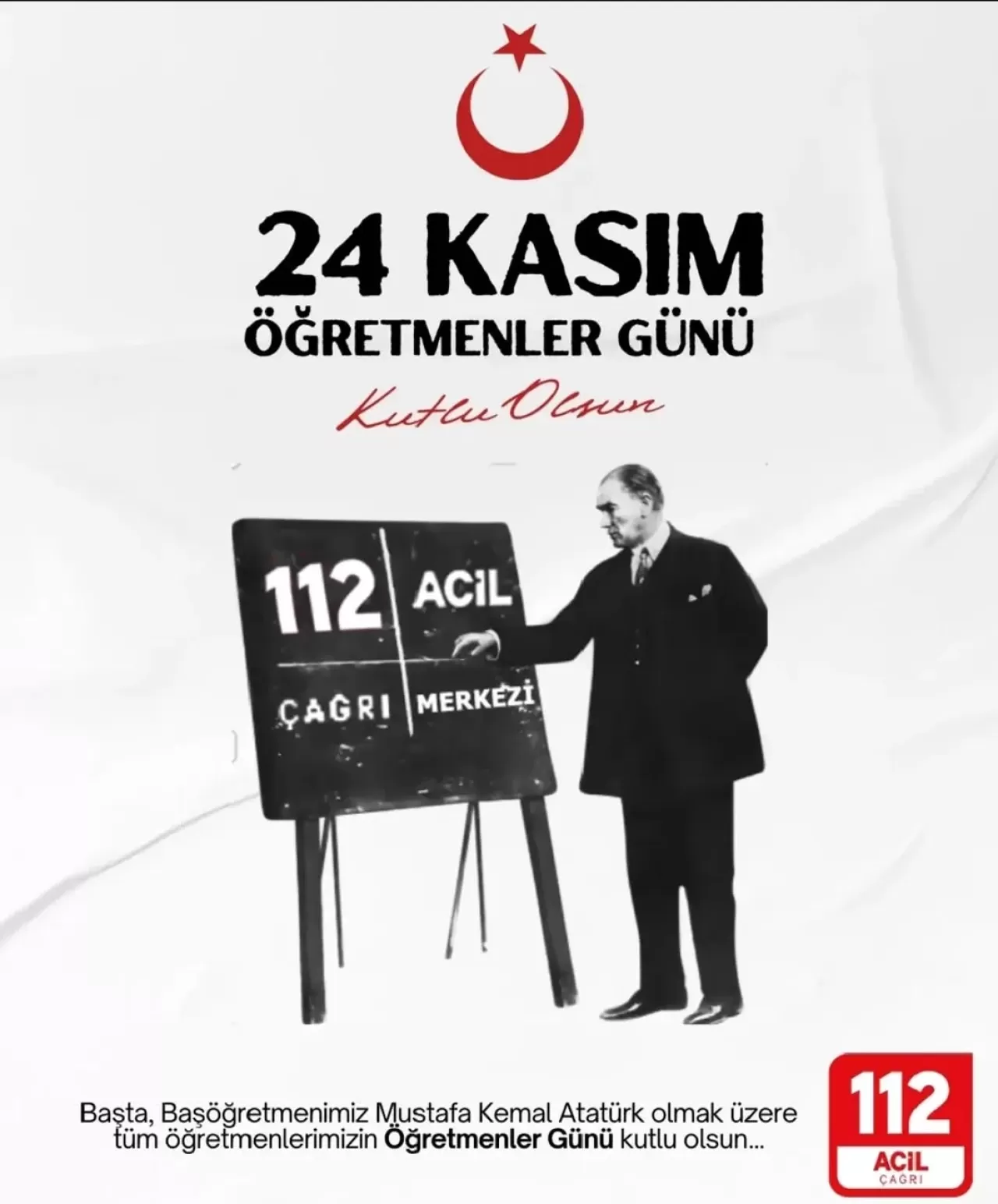 Karaman 112 Acil Çağrı Merkezi'nden Öğretmenler Günü Mesajı