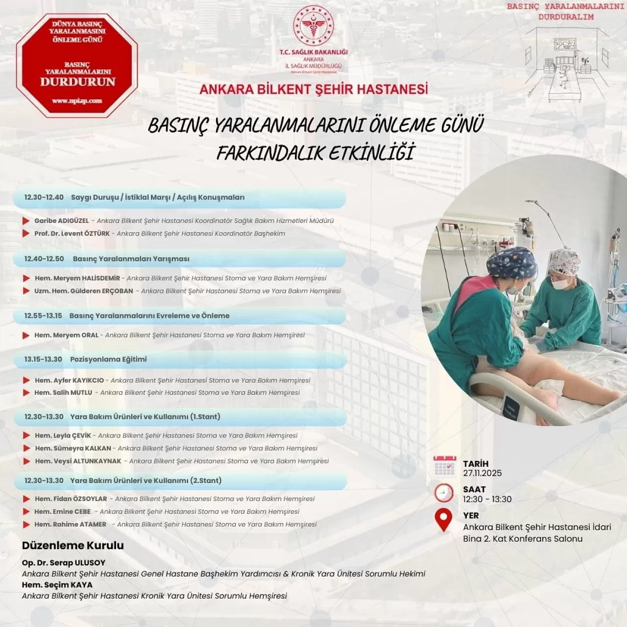 Ankara Bilkent Şehir Hastanesi'nde Basınç Yaralanmalarını Önleme Günü Etkinliği