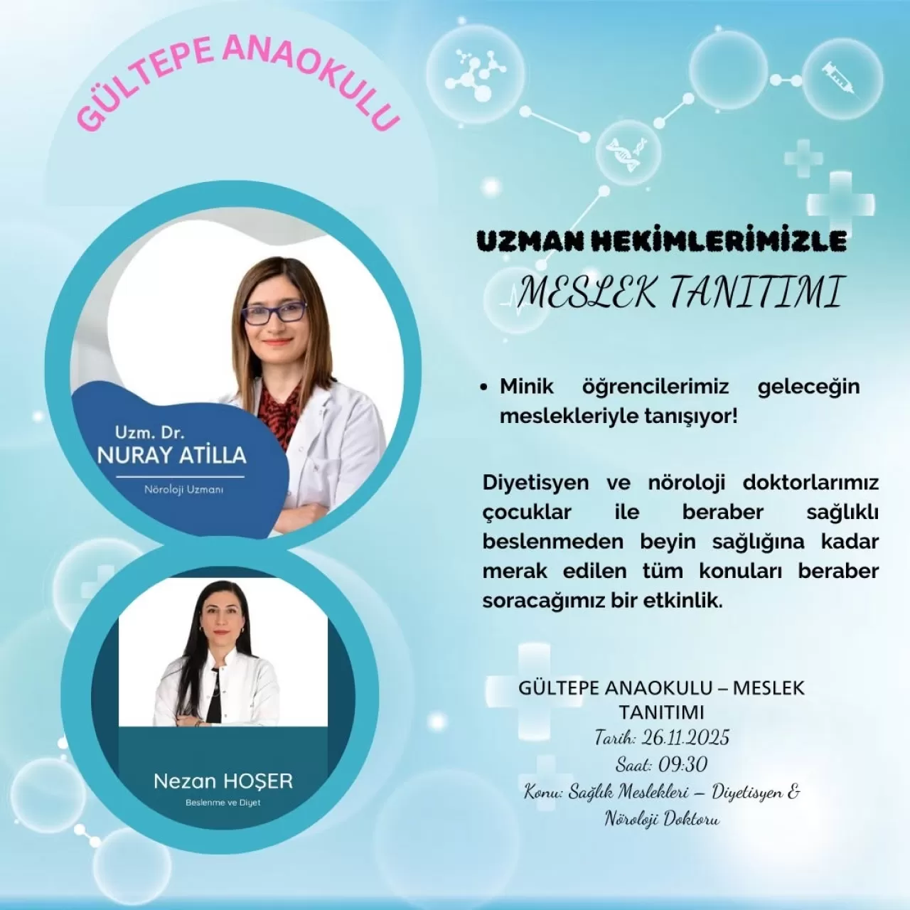 Batman Gültepe Anaokulu'nda Meslek Tanıtım Etkinliği: Doktor ve Diyetisyenler Öğrencilerle Buluştu