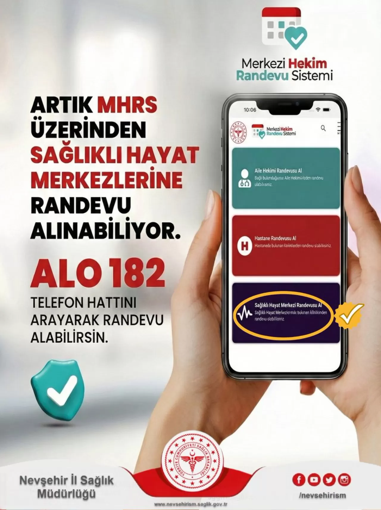 Nevşehir'de Sağlıklı Hayat Merkezlerine Randevu Alımı Kolaylaştı