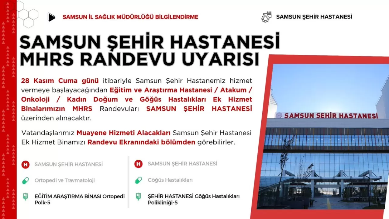 Samsun Şehir Hastanesi Hizmete Giriyor: Entegre Binalar ve Randevu Sisteminde Devamlılık