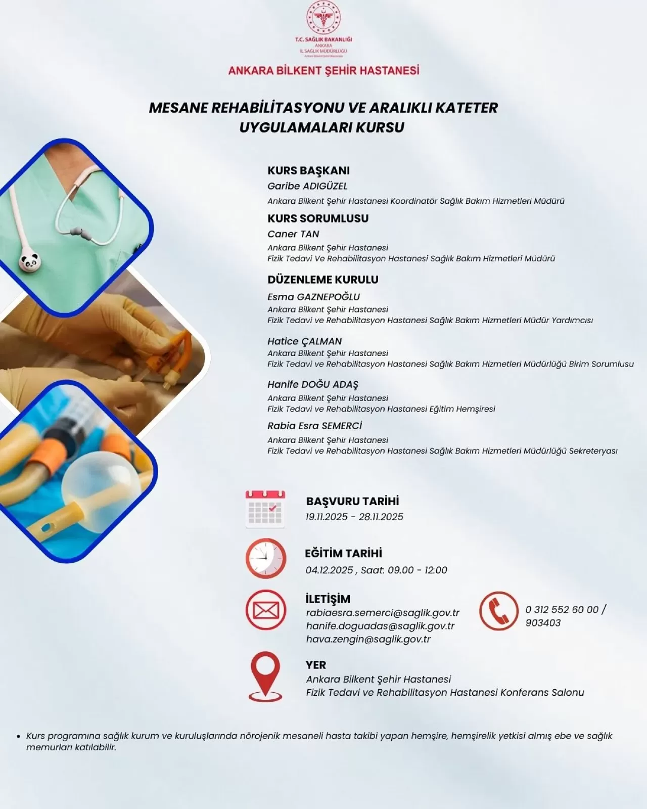 Ankara Bilkent Şehir Hastanesi'nde Mesane Rehabilitasyonu Kursu Düzenlenecek