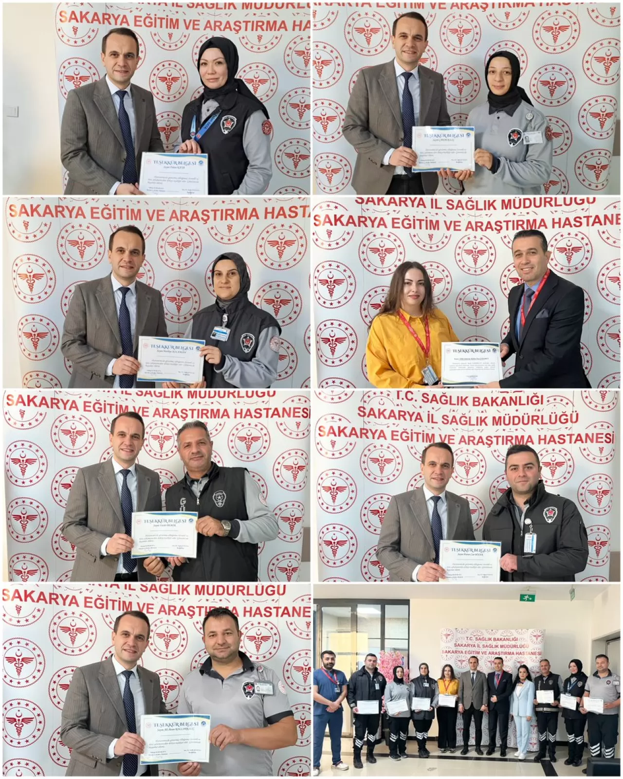 Sakarya Üniversitesi Eğitim ve Araştırma Hastanesi'nde Özverili Çalışanlara Teşekkür Belgeleri Takdim Edildi