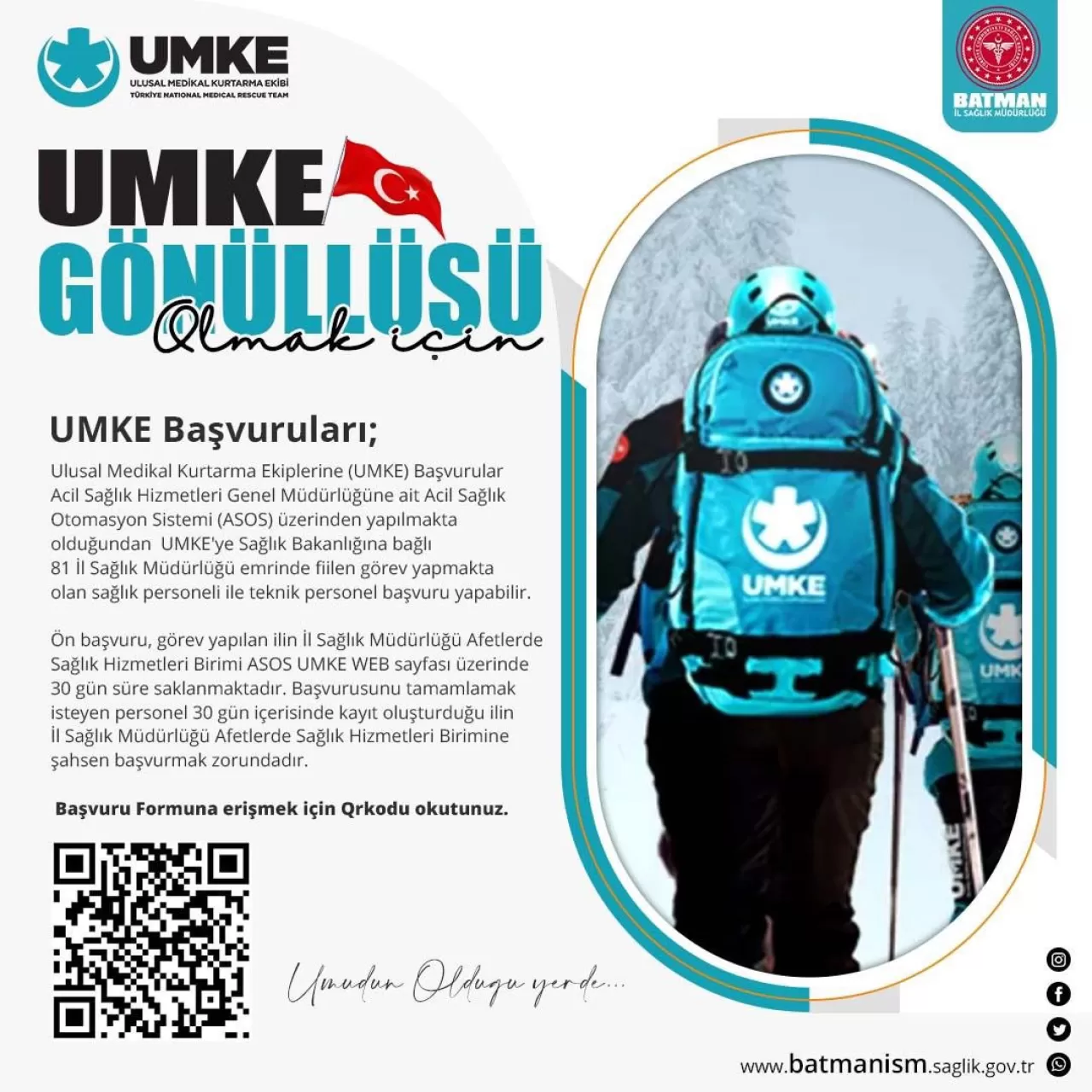 Batman UMKE'ye Gönüllü Alımı Başladı: İnsanlık İçin Elele