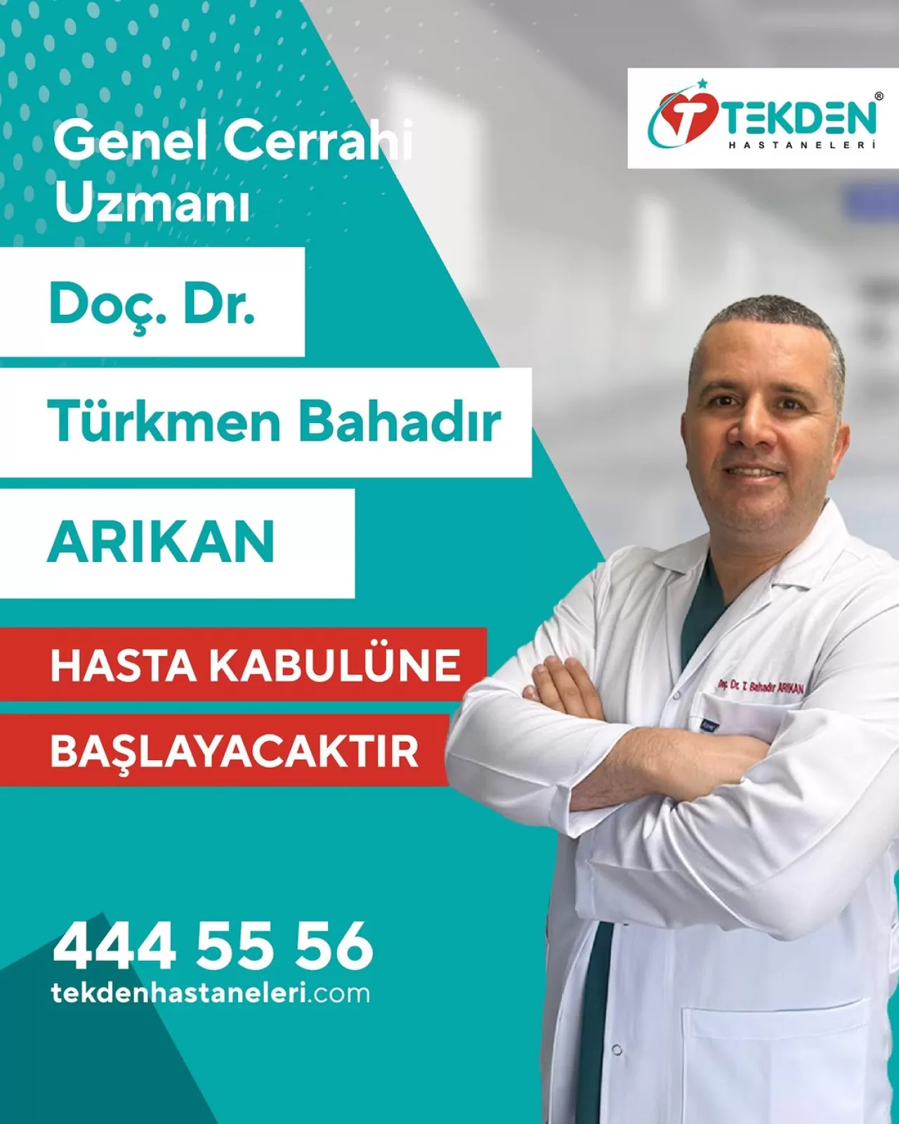 Doç. Dr. Türkmen Bahadır Arıkan, Kayseri Tekden Hastanesi'nde Hasta Kabulüne Başladı