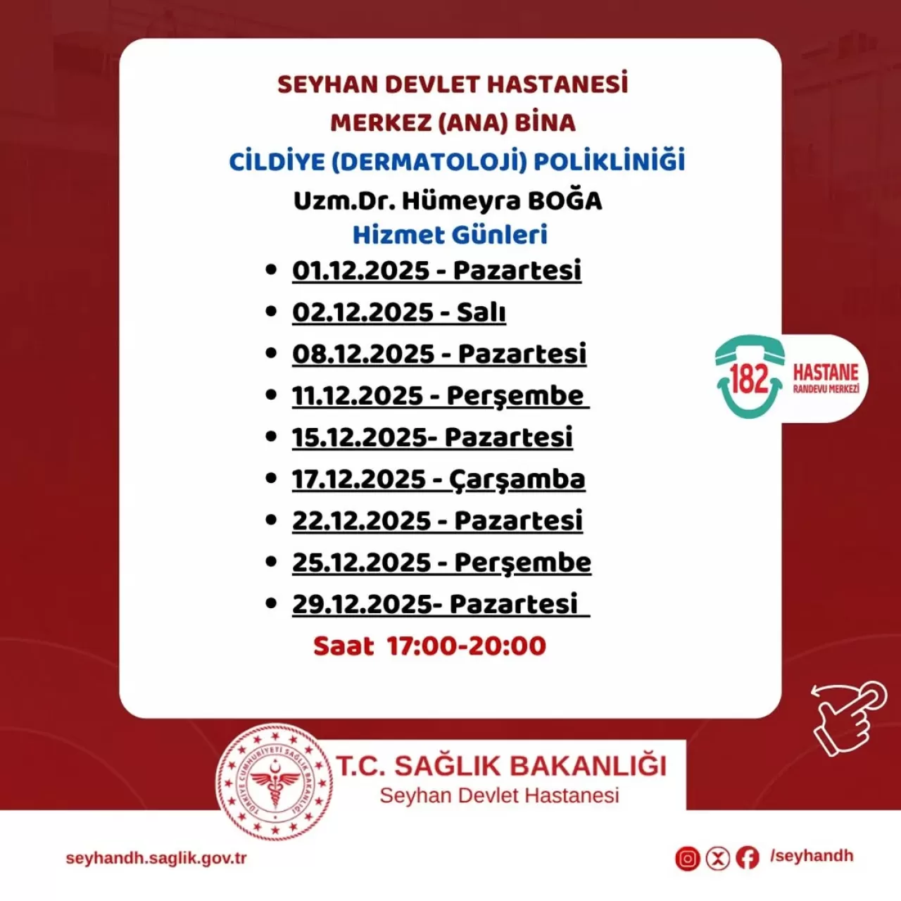 Adana Seyhan Devlet Hastanesi'nde Mesai Saatleri Dışında Poliklinik Hizmeti