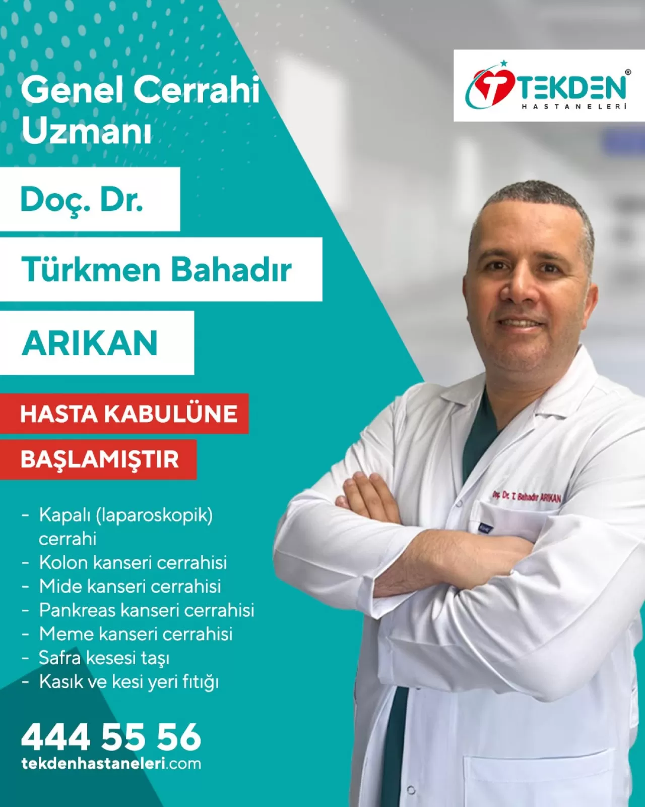Doç. Dr. Türkmen Bahadır Arıkan, Kayseri Tekden Hastanesi'nde Hasta Kabulüne Başladı