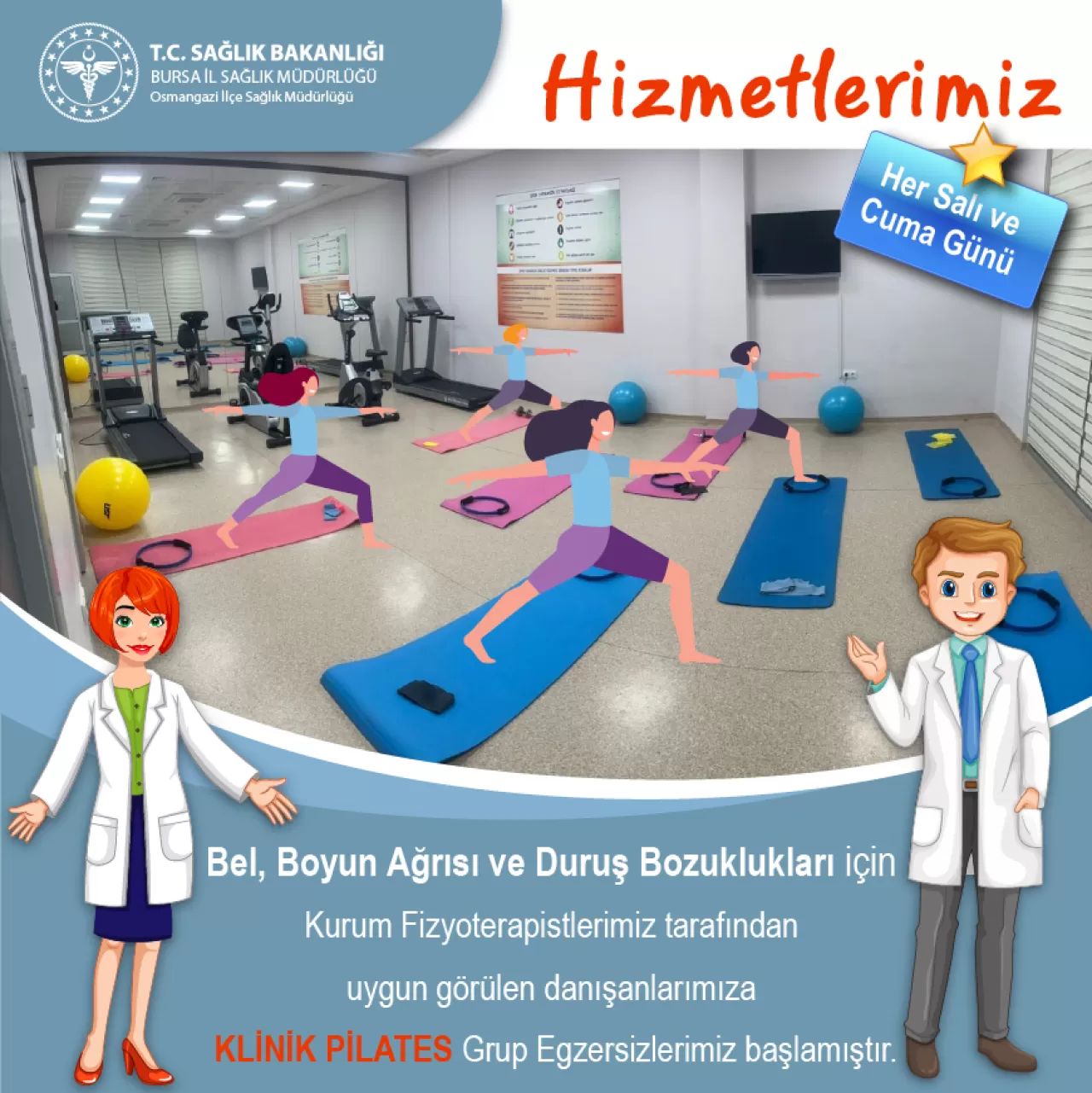 Bursa Osmangazi'de Bel ve Boyun Ağrısına Karşı Klinik Pilates Grup Egzersizleri Başladı