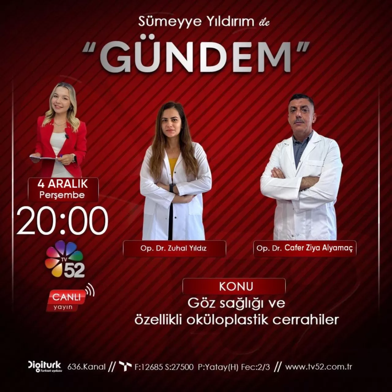 Ordu Devlet Hastanesi Göz Hastalıkları Uzmanları TV52'de Canlı Yayında