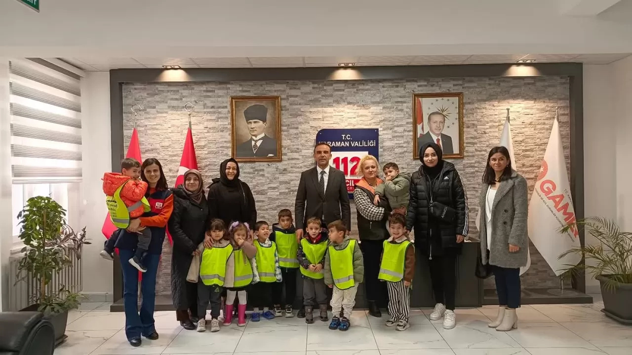 Karaman'da Anaokulu Öğrencilerinden 112 Acil Çağrı Merkezi'ne Anlamlı Ziyaret
