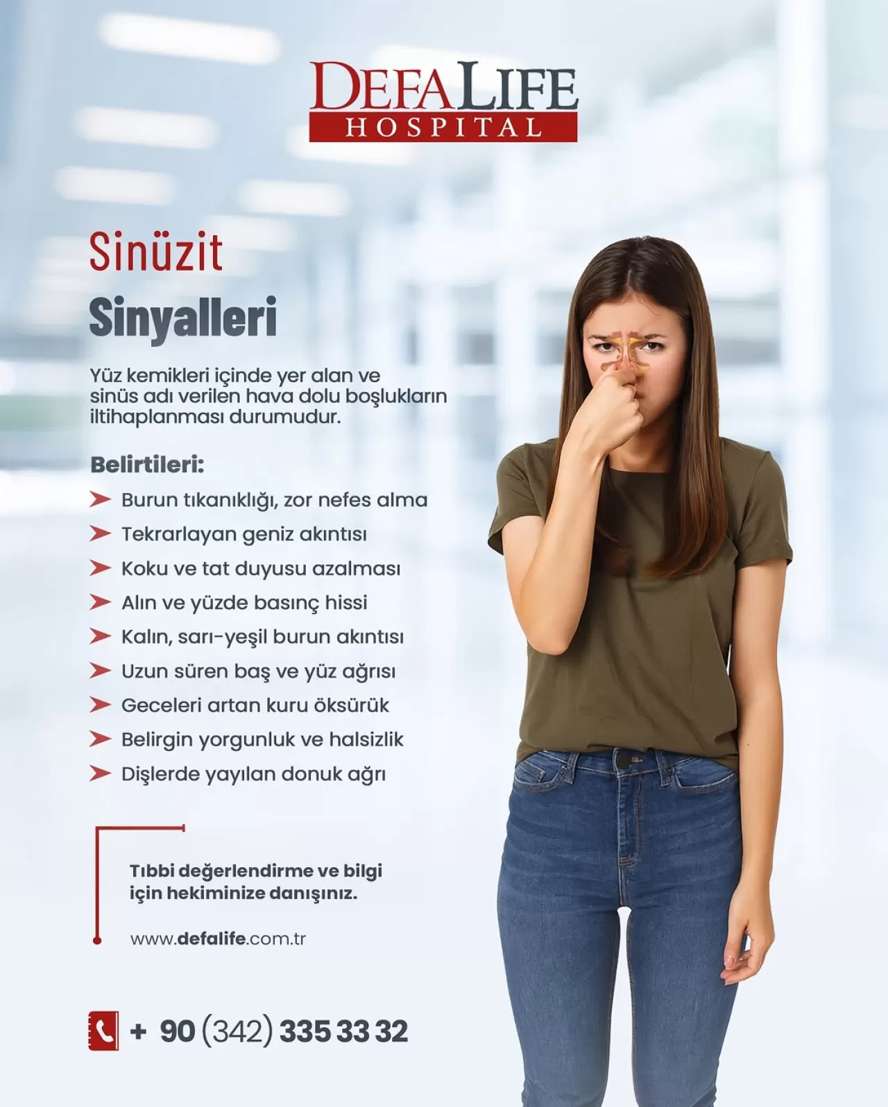 Gaziantep Defa Life Hastanesi'nde Sinüzit Tedavisi ve Uygulamaları