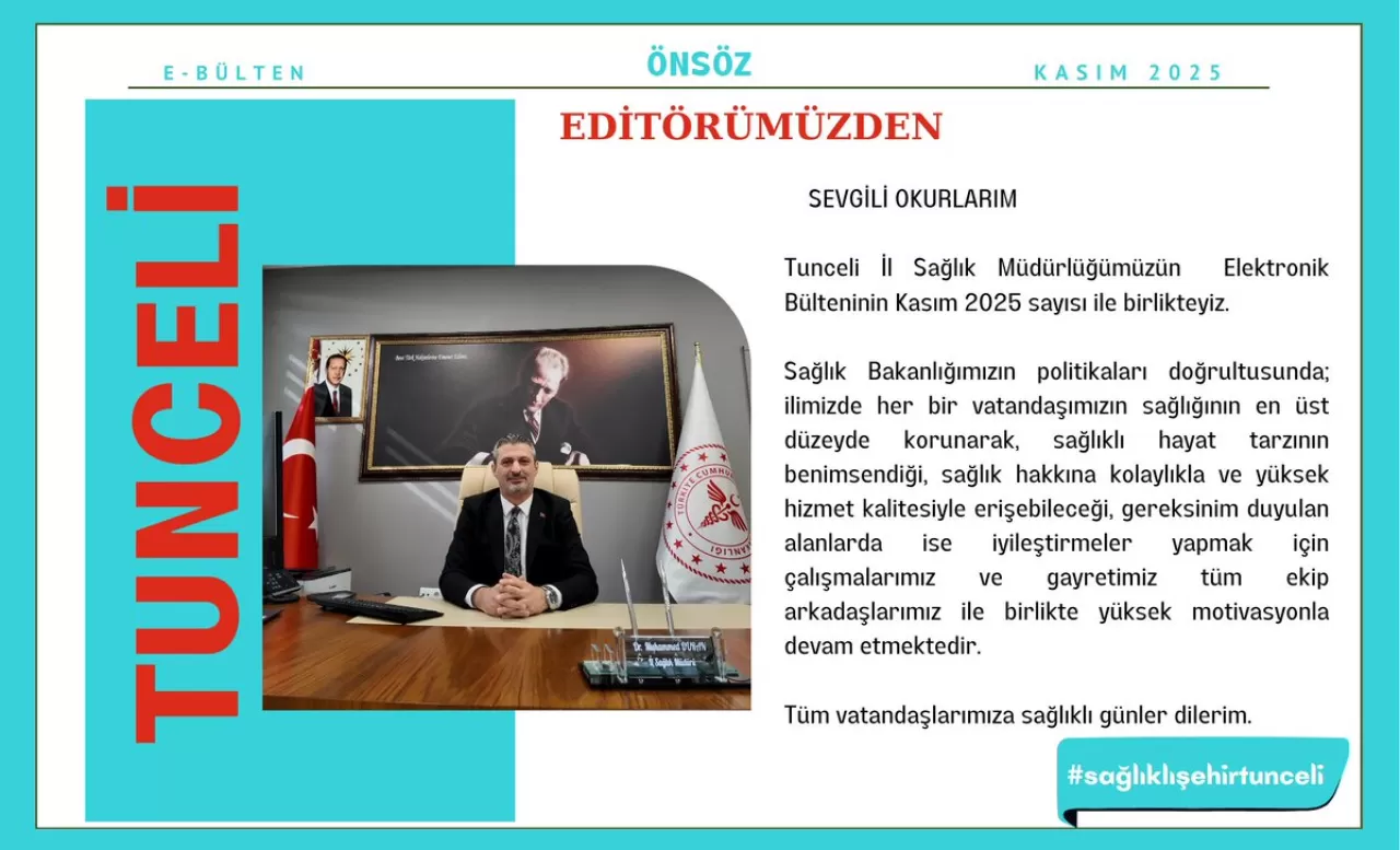 Tunceli İl Sağlık Müdürlüğü Kasım 2025 Bültenini Yayınladı