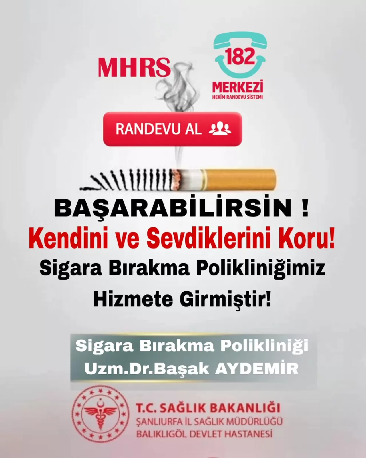 Şanlıurfa Balıklıgöl Devlet Hastanesi'nde Sigara Bırakma Polikliniği Açıldı