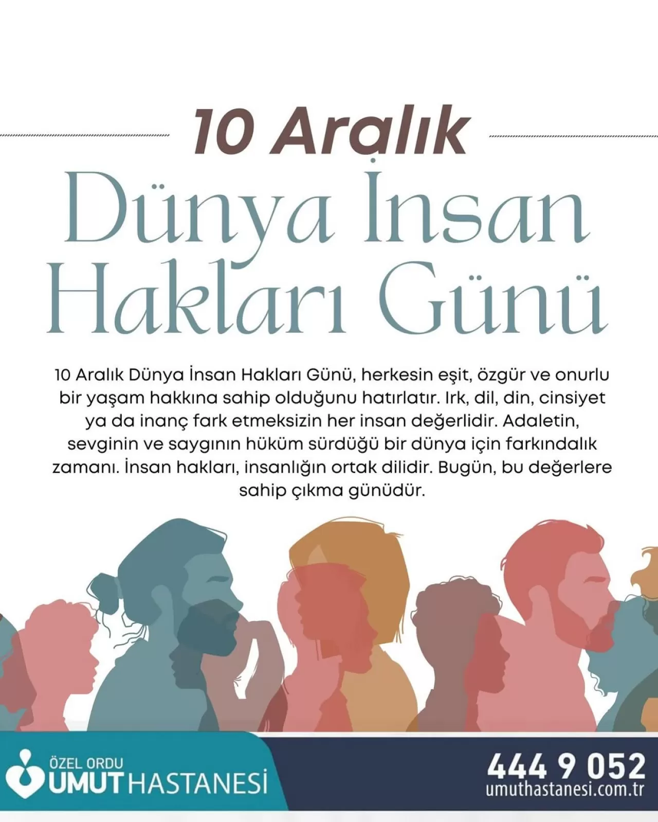 Özel Ordu Umut Hastanesi'nden 10 Aralık İnsan Hakları Günü Mesajı