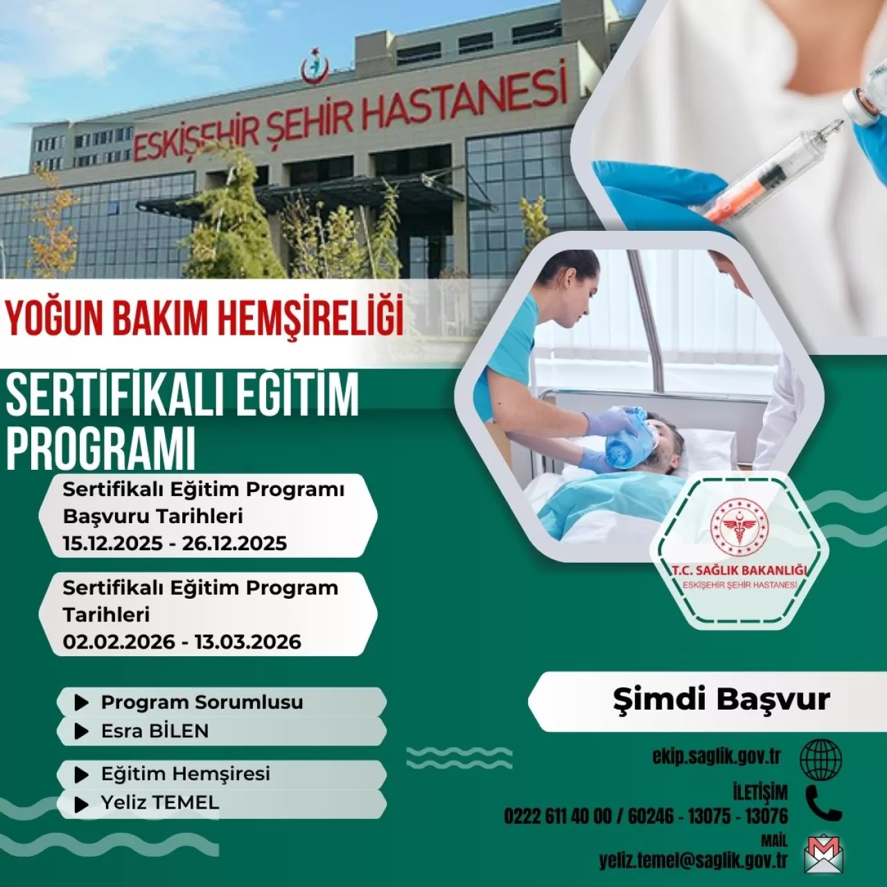 Eskişehir Şehir Hastanesi'nde Yoğun Bakım Hemşireliği Sertifika Eğitimi Başvuruları Başladı
