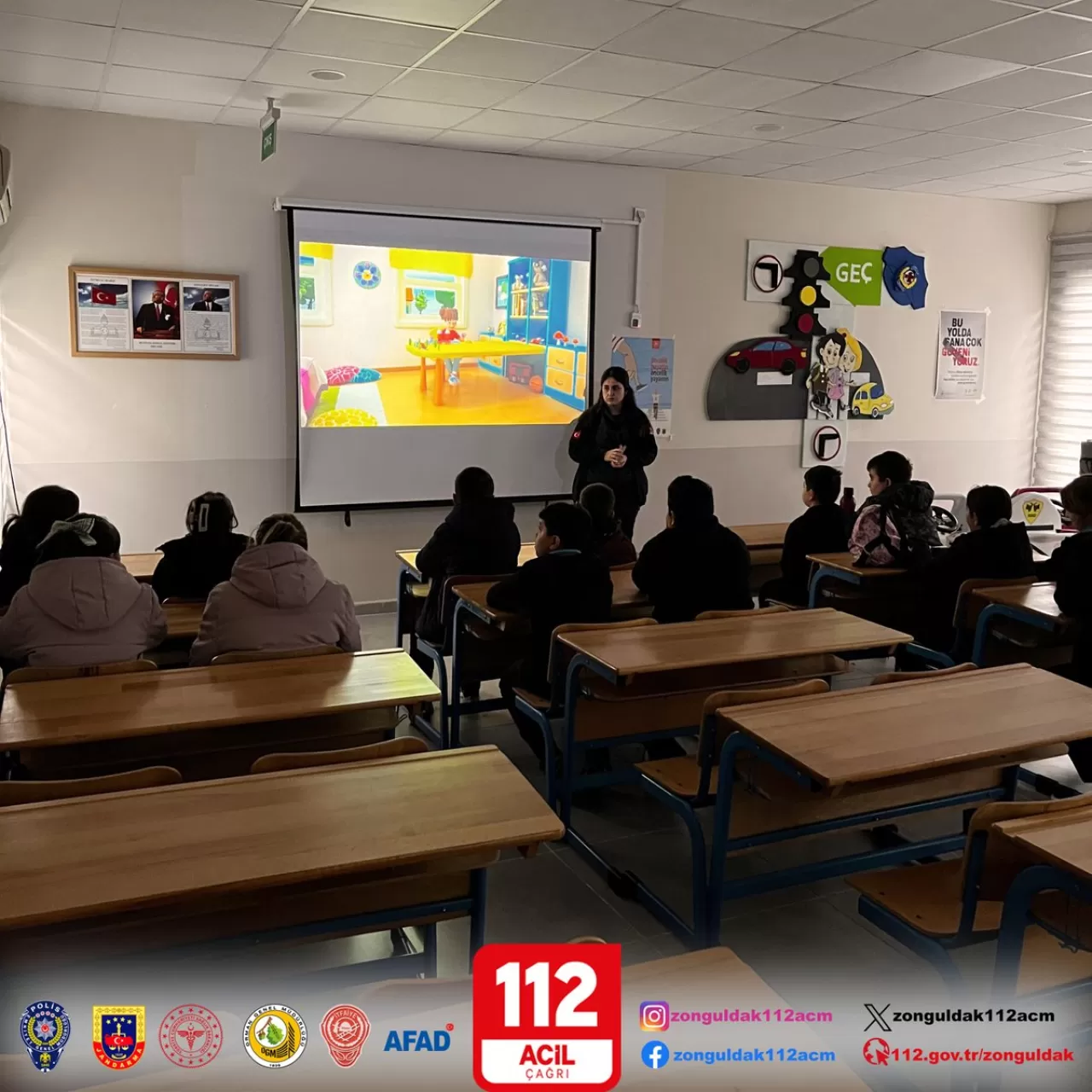 Çaycuma'da Öğrencilere 112 Acil Çağrı Numarası Anlatıldı