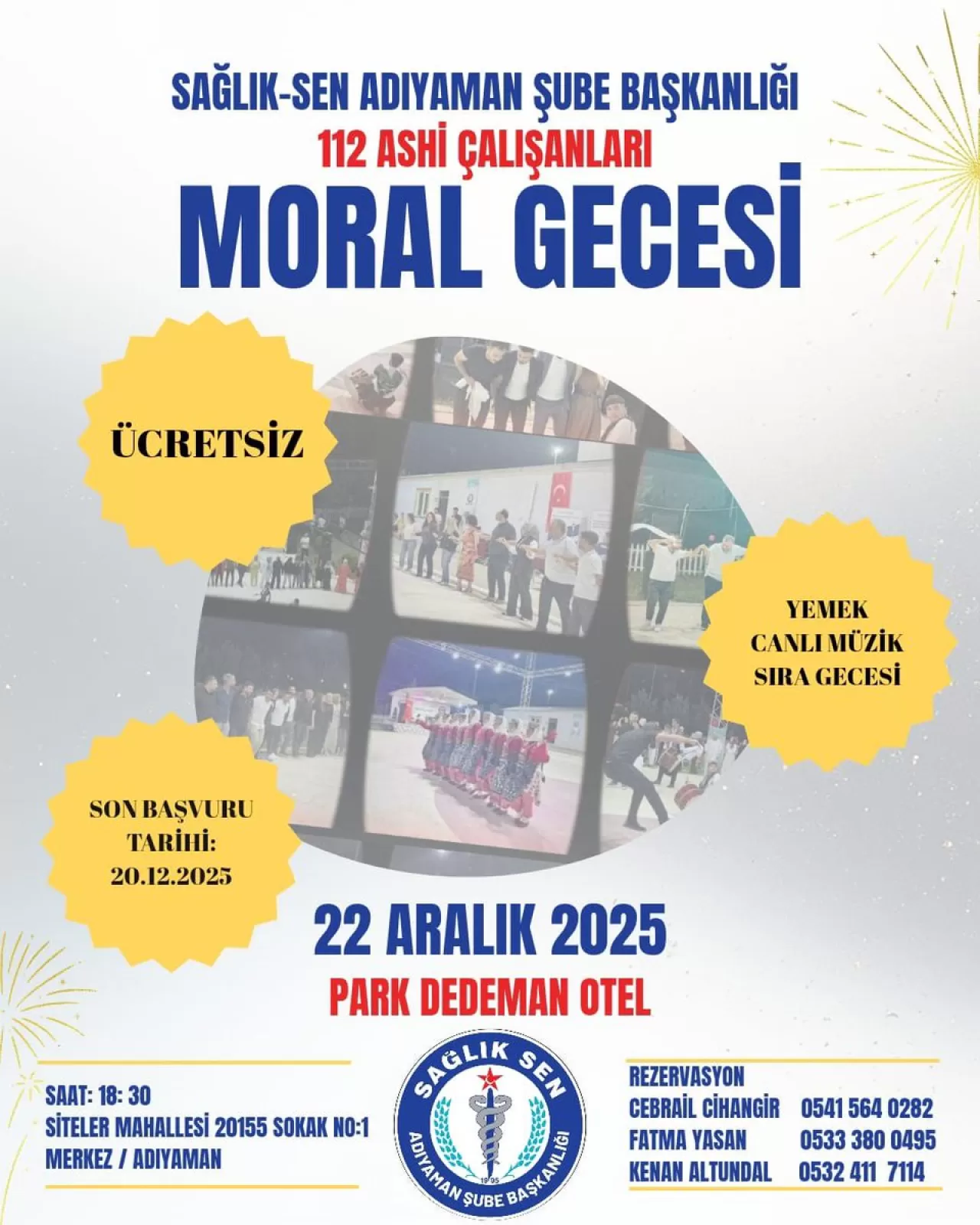 Sağlık-Sen Adıyaman'dan 112 Çalışanları İçin Moral Gecesi